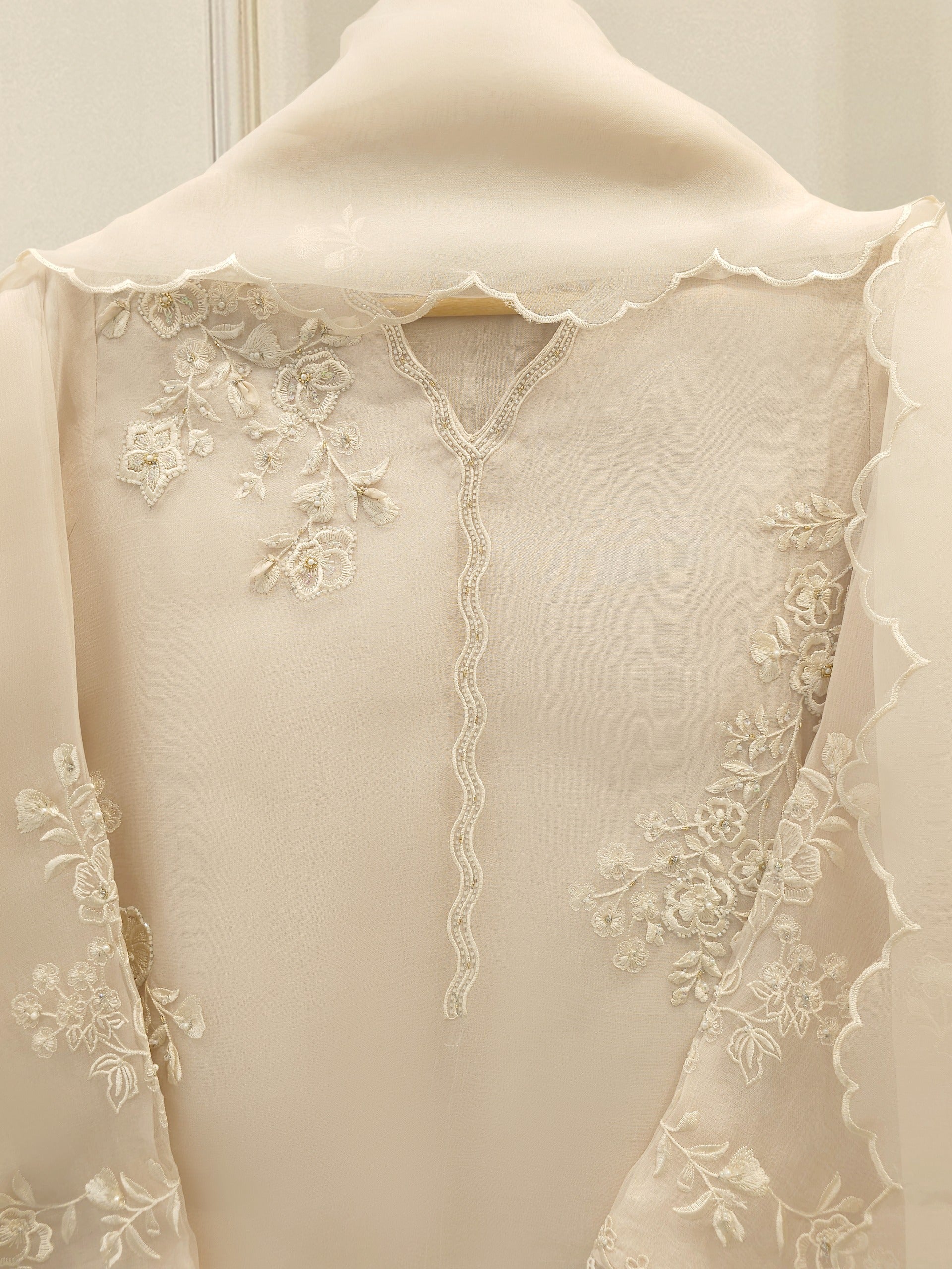 3 Piece - Pure Organza Embroidered Suit S112467 - Image 2