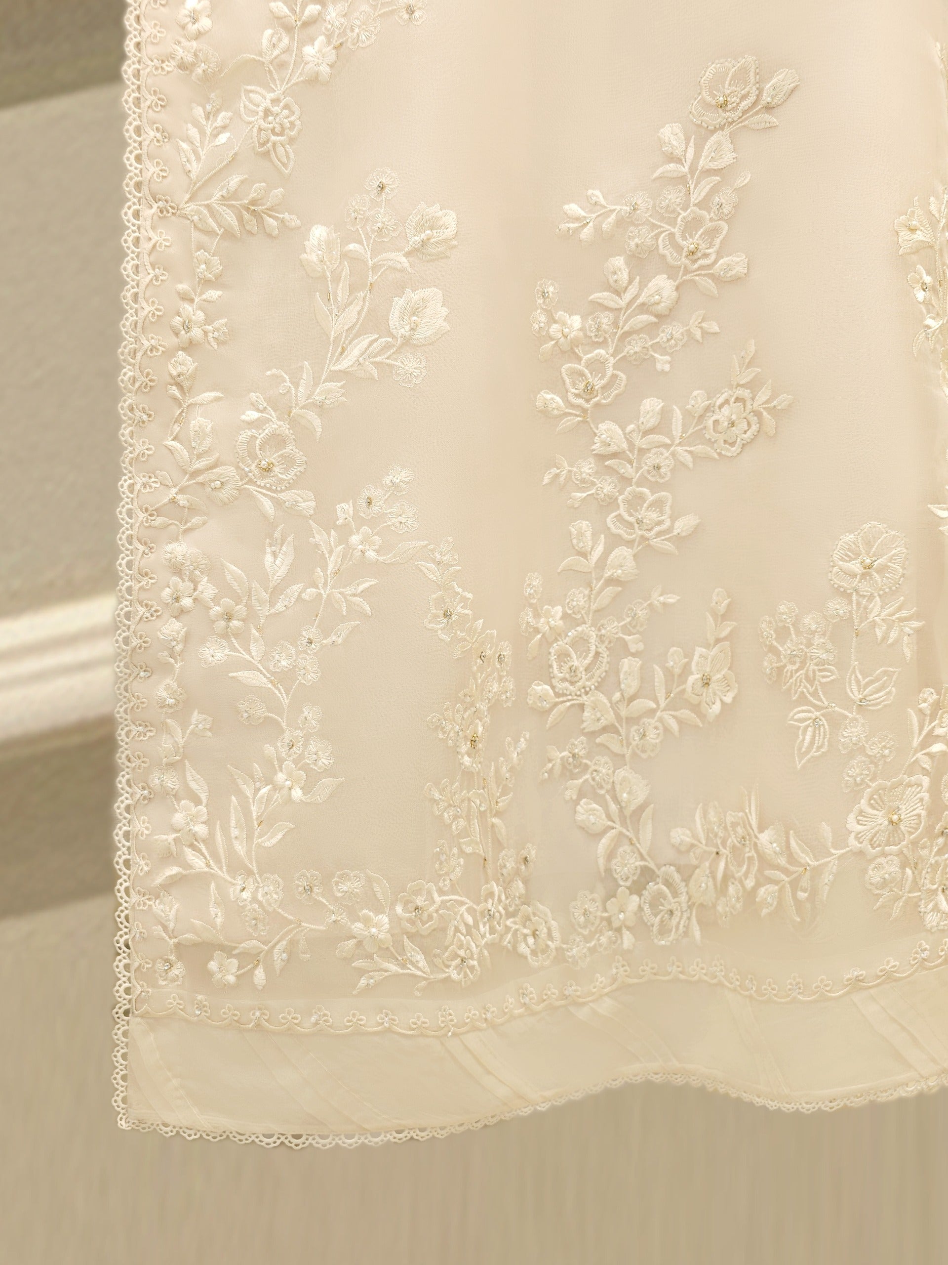 3 Piece - Pure Organza Embroidered Suit S112467 - Image 4