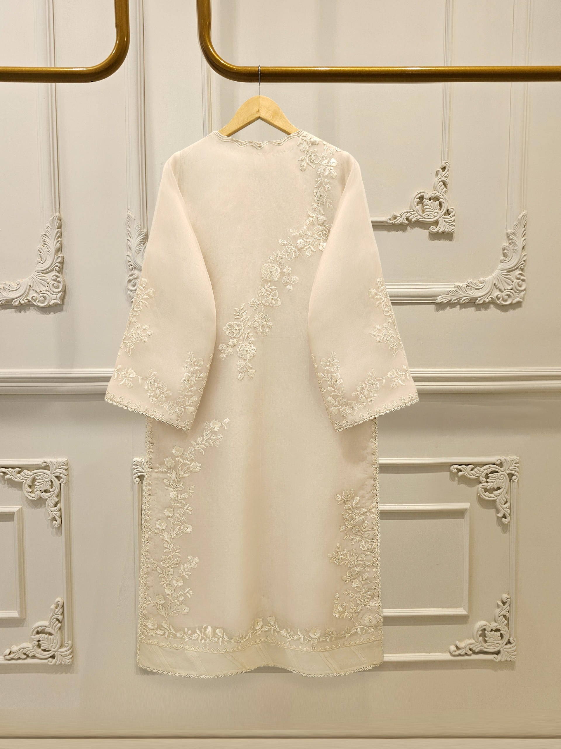3 Piece - Pure Organza Embroidered Suit S112467 - Image 5
