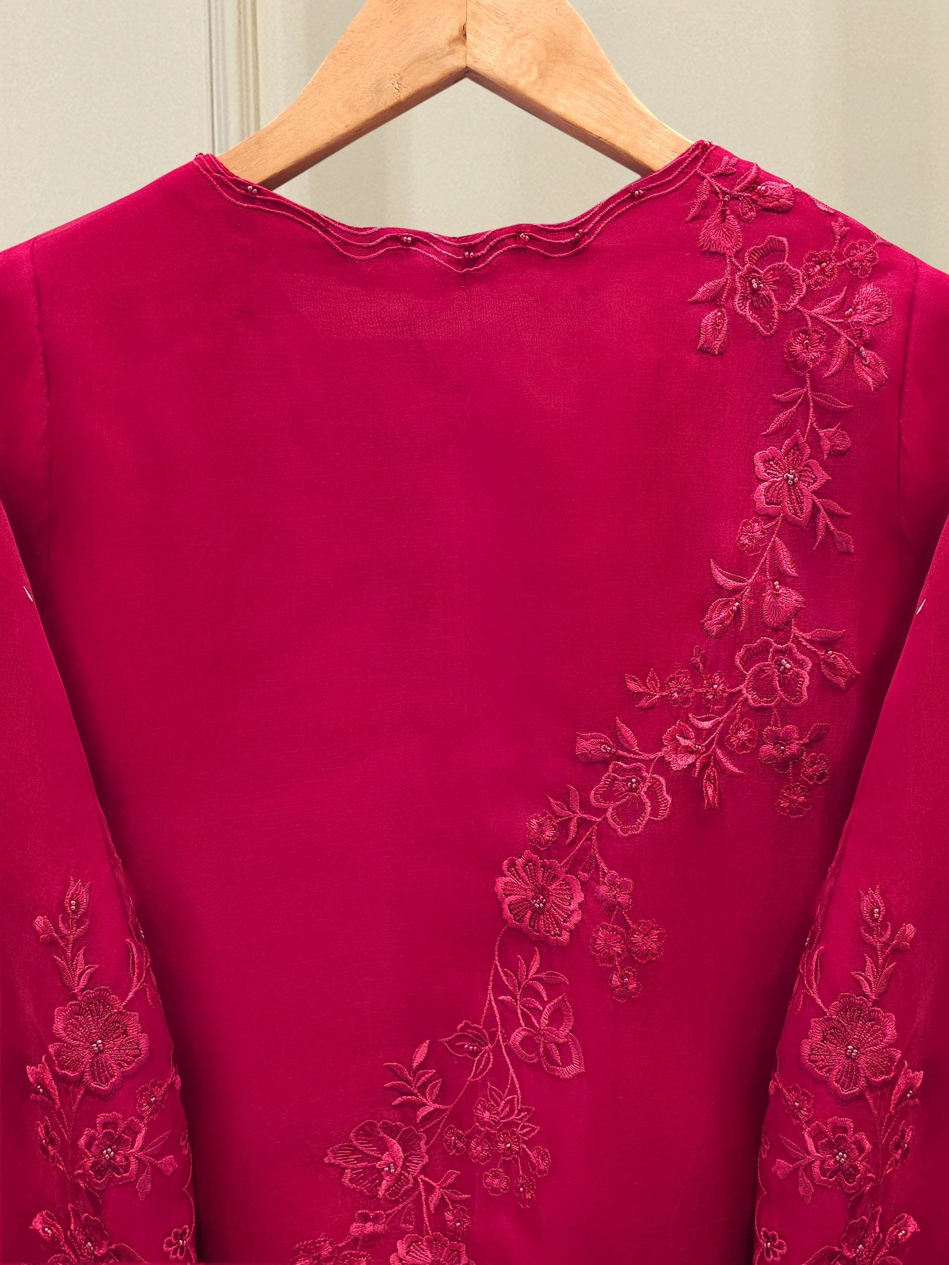 3 Piece - Pure Organza Embroidered Suit S112485 - Image 6