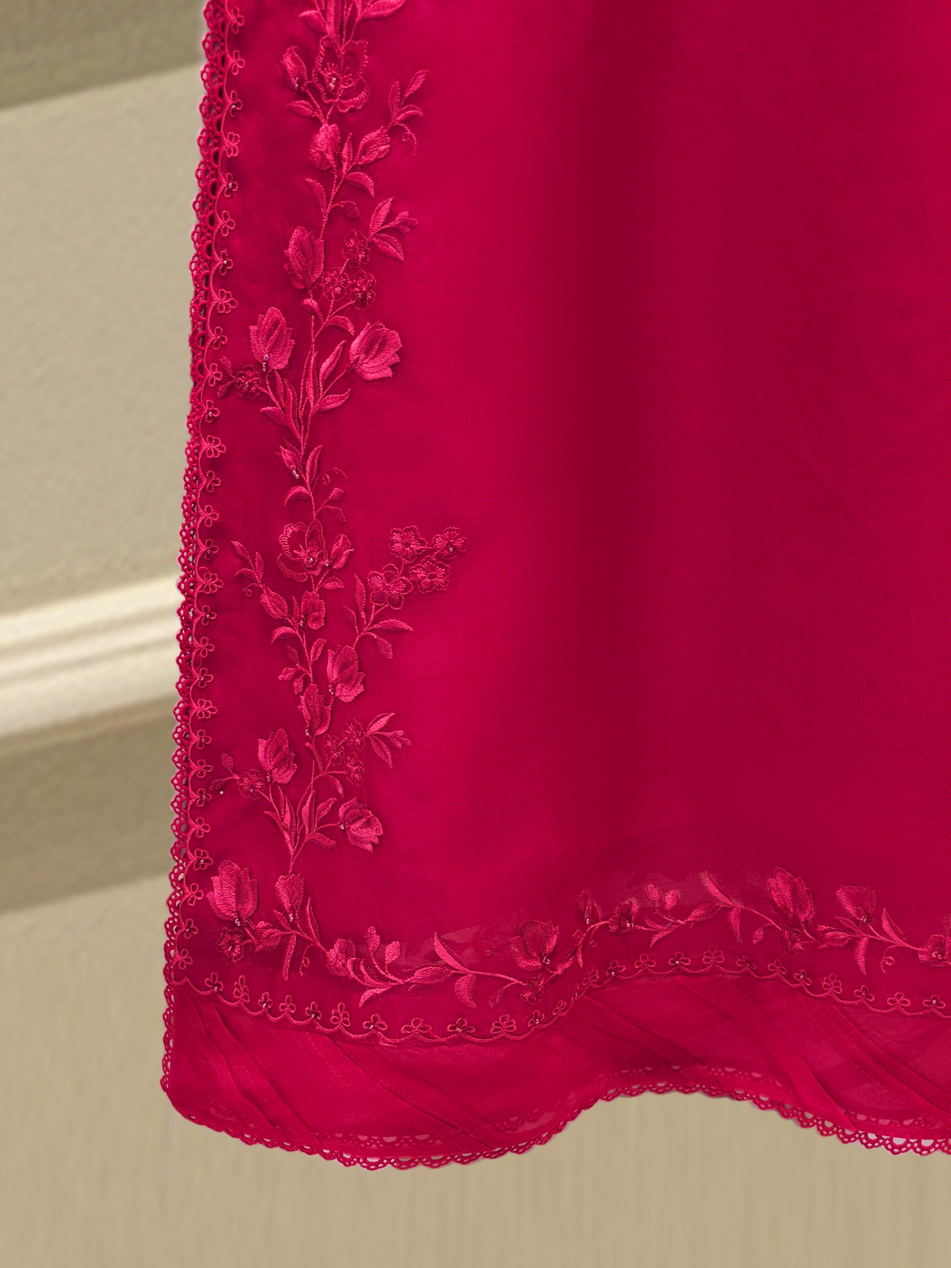 3 Piece - Pure Organza Embroidered Suit S112485 - Image 7