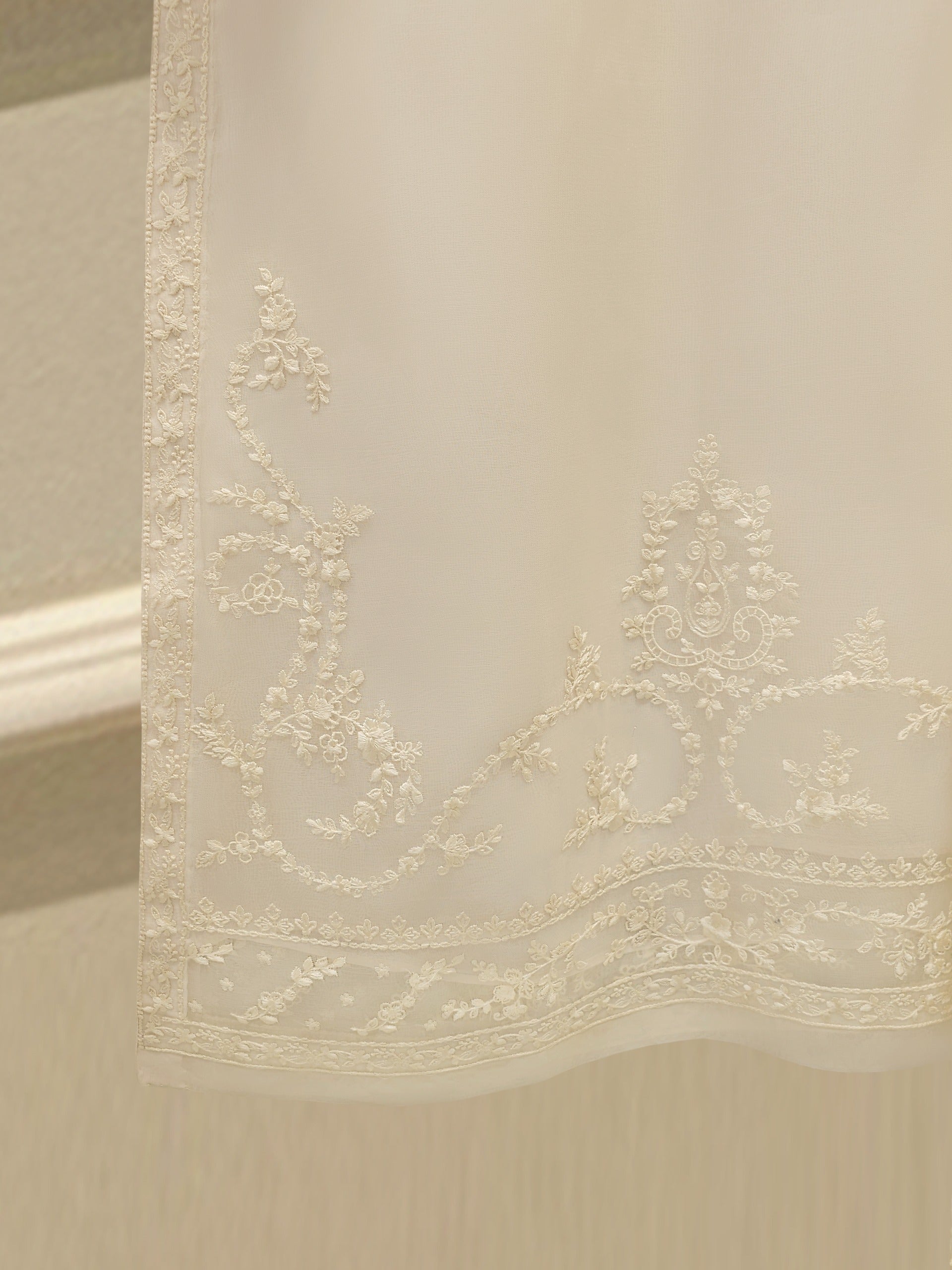 3 Piece - Pure Organza Embroidered Suit S112487 - Image 4