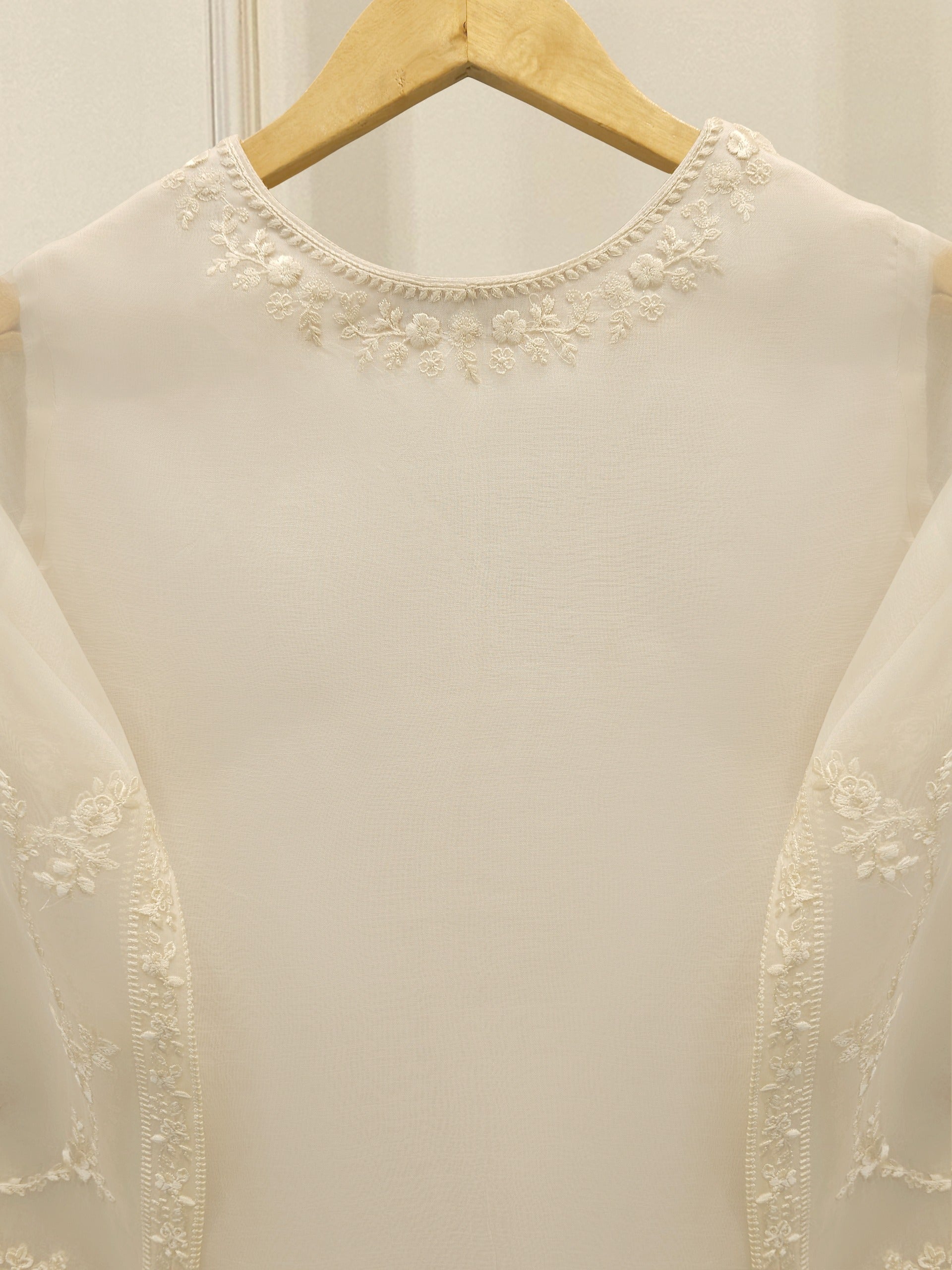 3 Piece - Pure Organza Embroidered Suit S112487 - Image 6