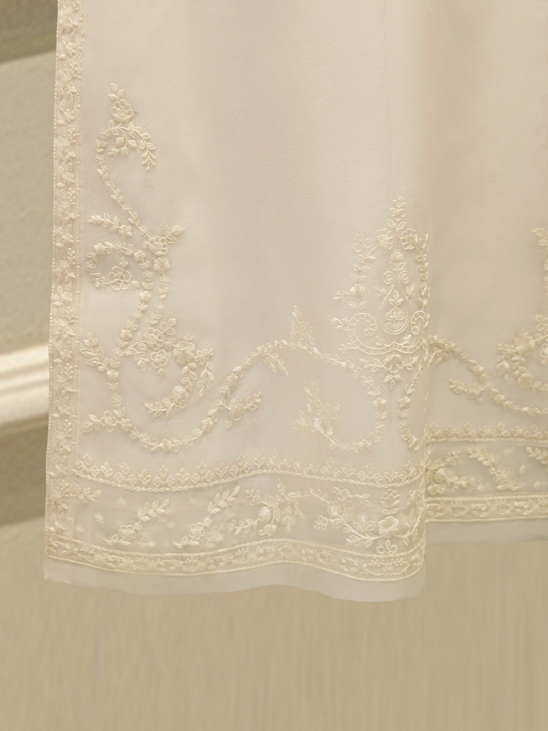 3 Piece - Pure Organza Embroidered Suit S112487 - Image 7