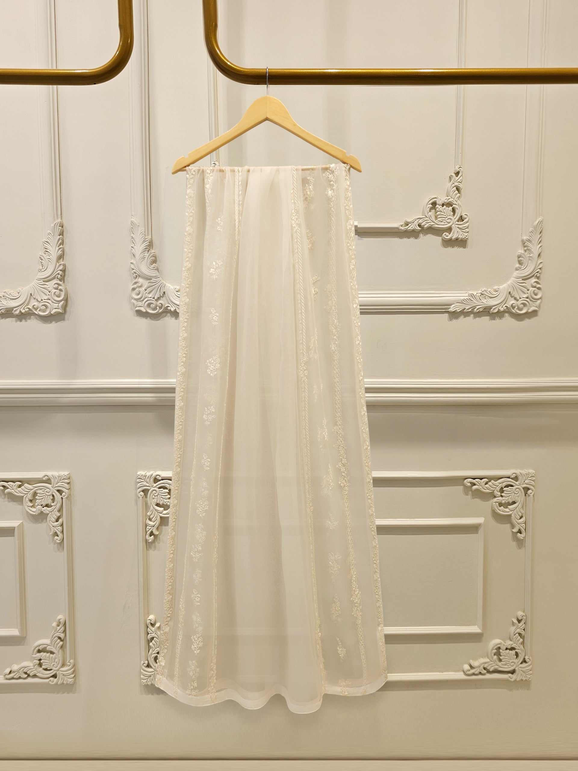 3 Piece - Pure Organza Embroidered Suit S112487 - Image 8