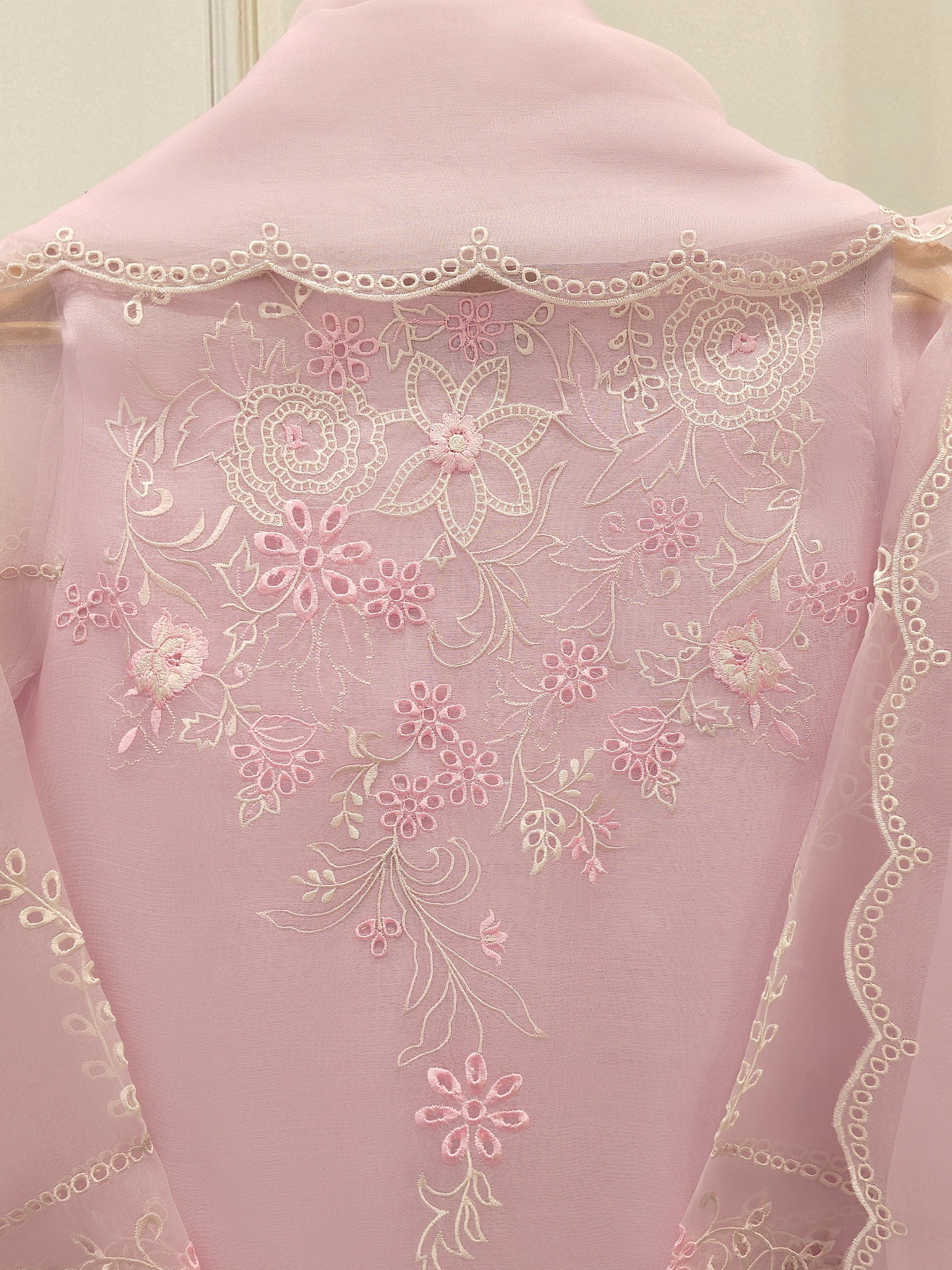3 Piece - Pure Organza Embroidered Suit S112585 - Image 2