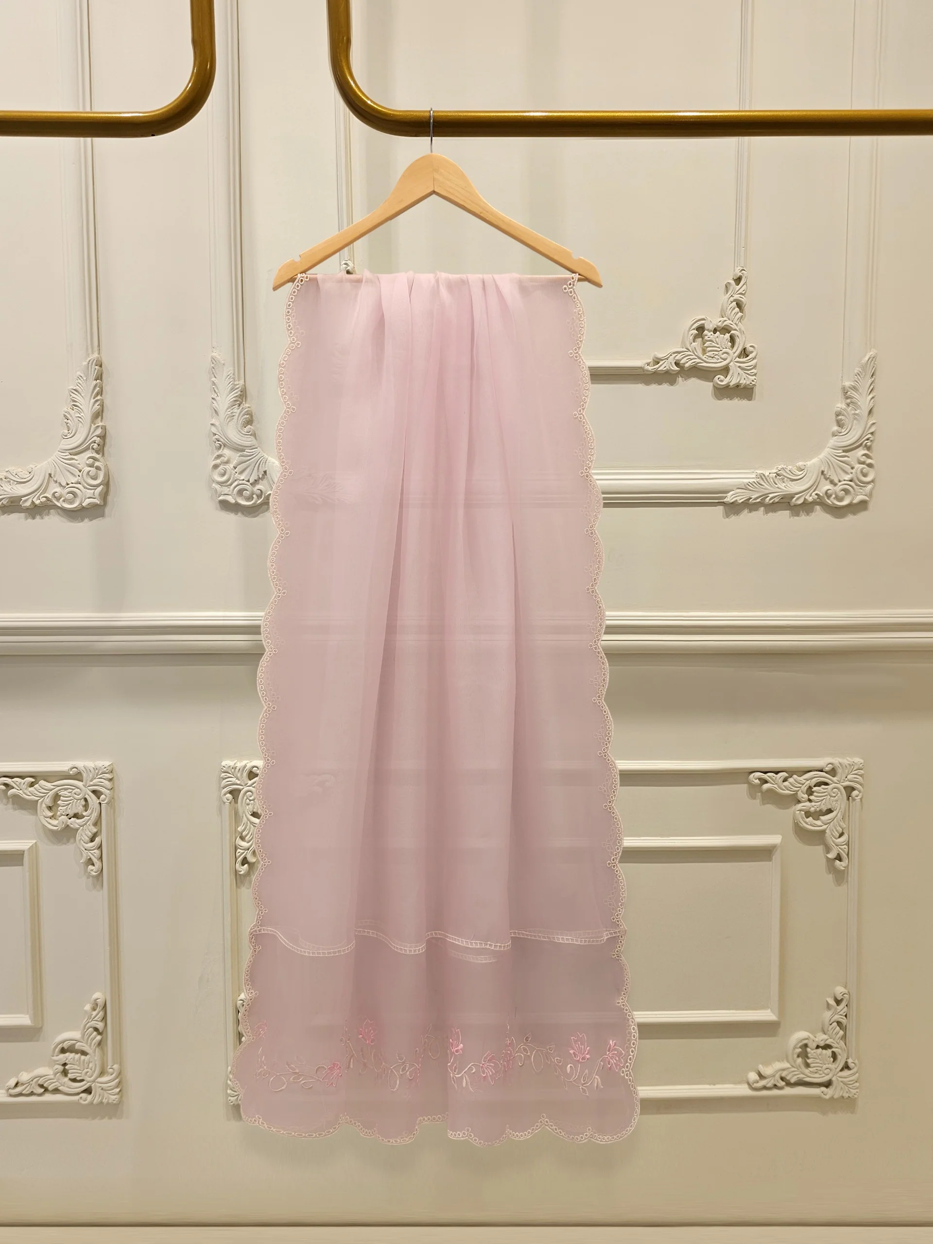 3 Piece - Pure Organza Embroidered Suit S112585 - Image 6