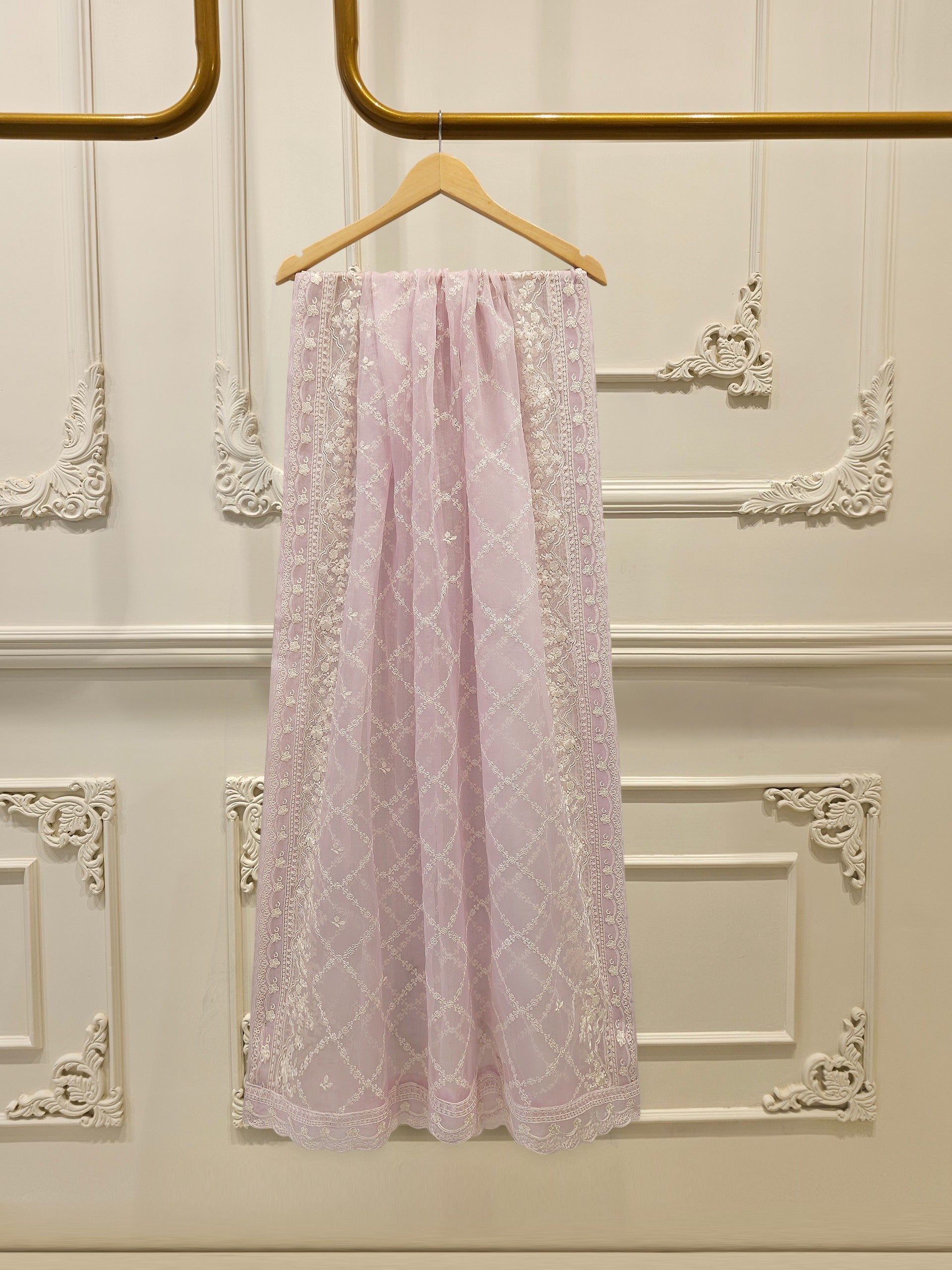 3 Piece - Pure Organza Embroidered Suit S112677 - Image 6