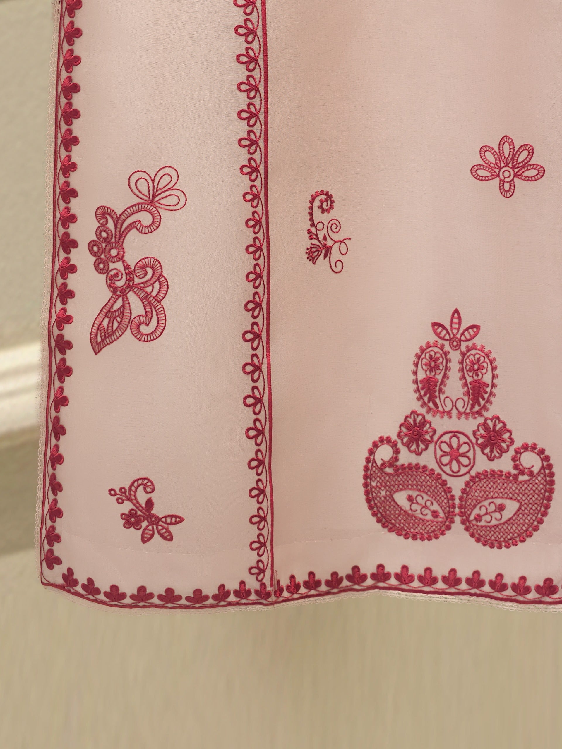 3 Piece - Pure Organza Embroidered Suit S112696 - Image 4