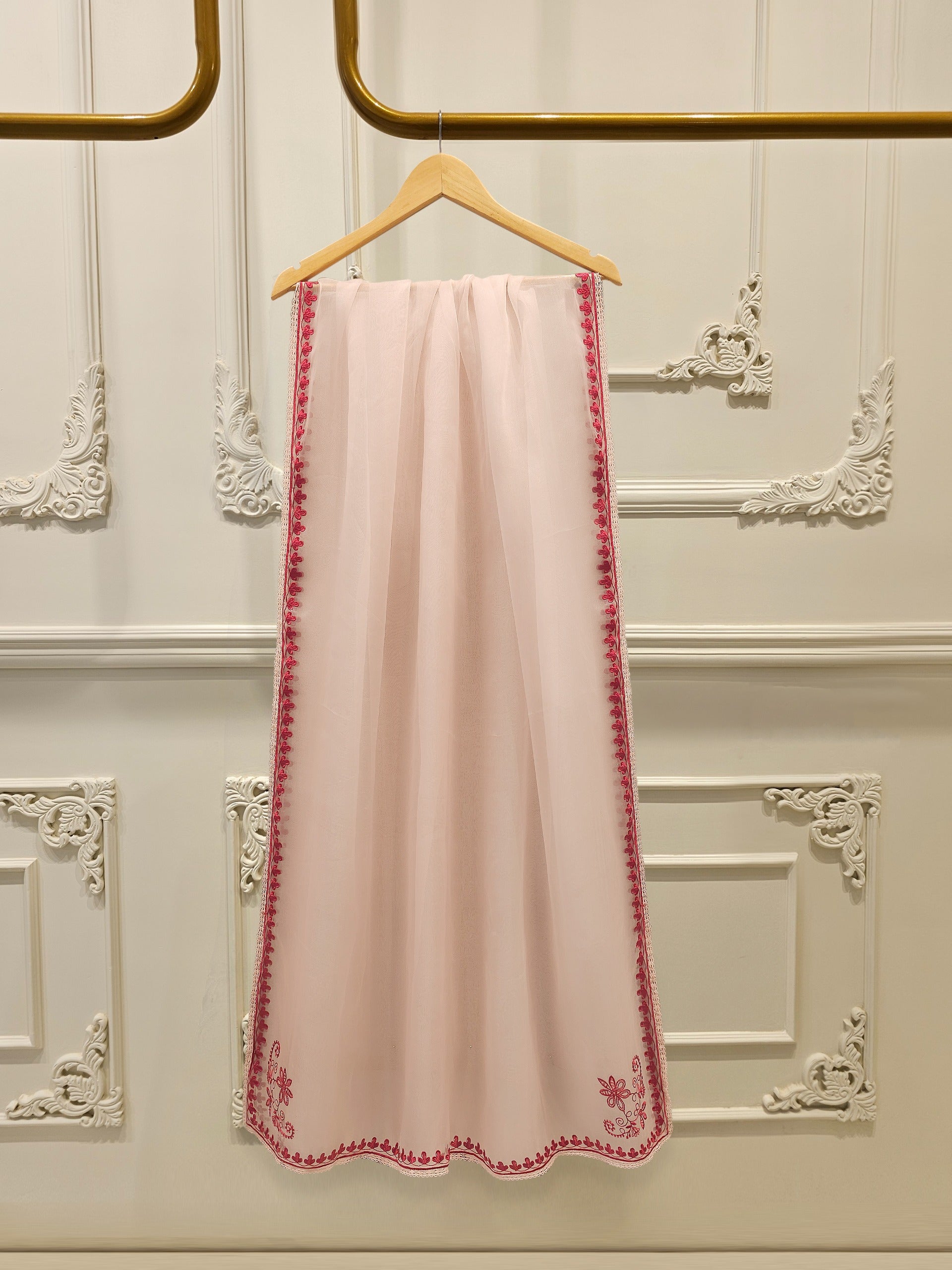 3 Piece - Pure Organza Embroidered Suit S112696 - Image 7