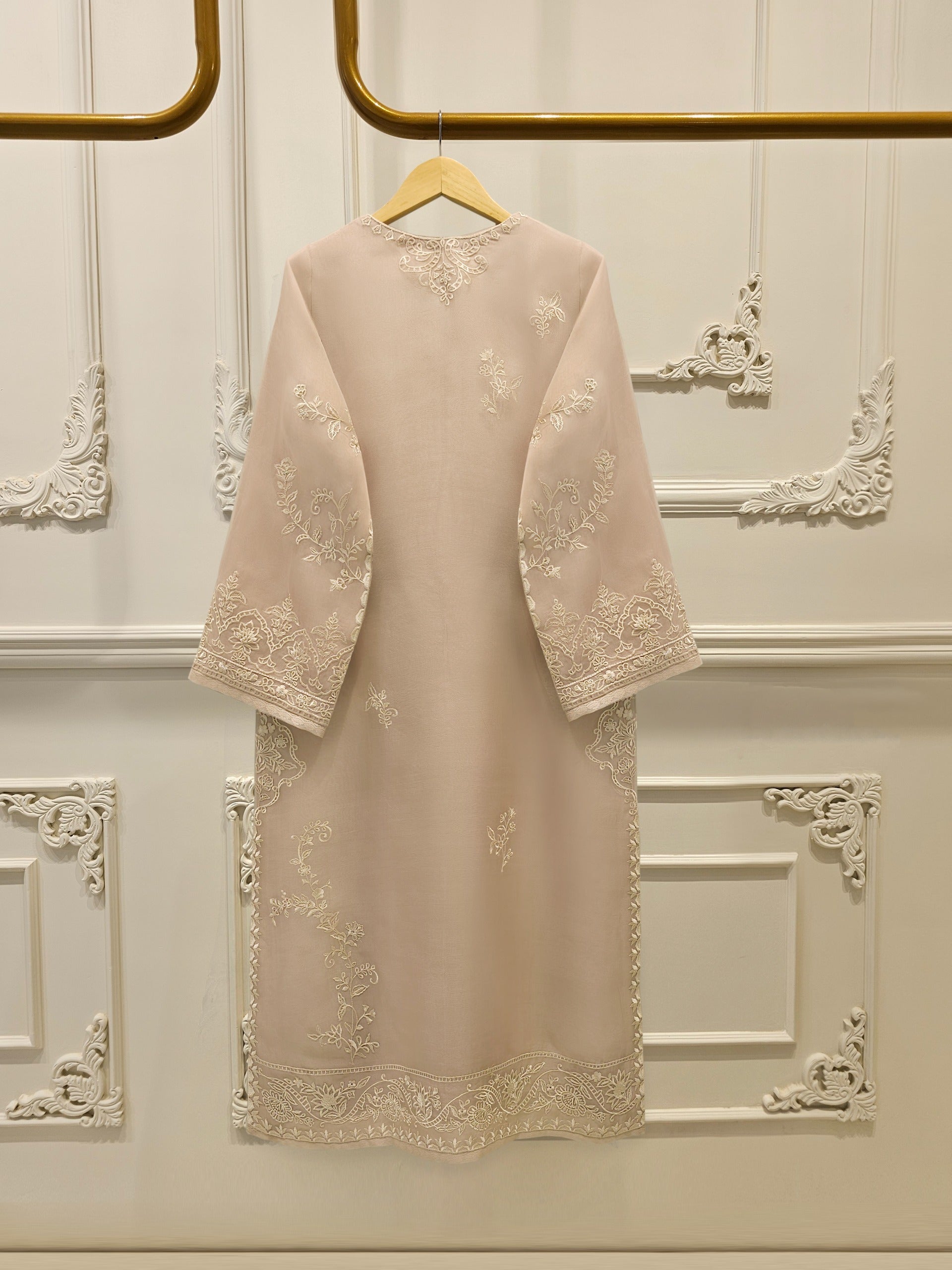 2 Piece - Pure Organza Embroidered Suit S112752 - Image 5