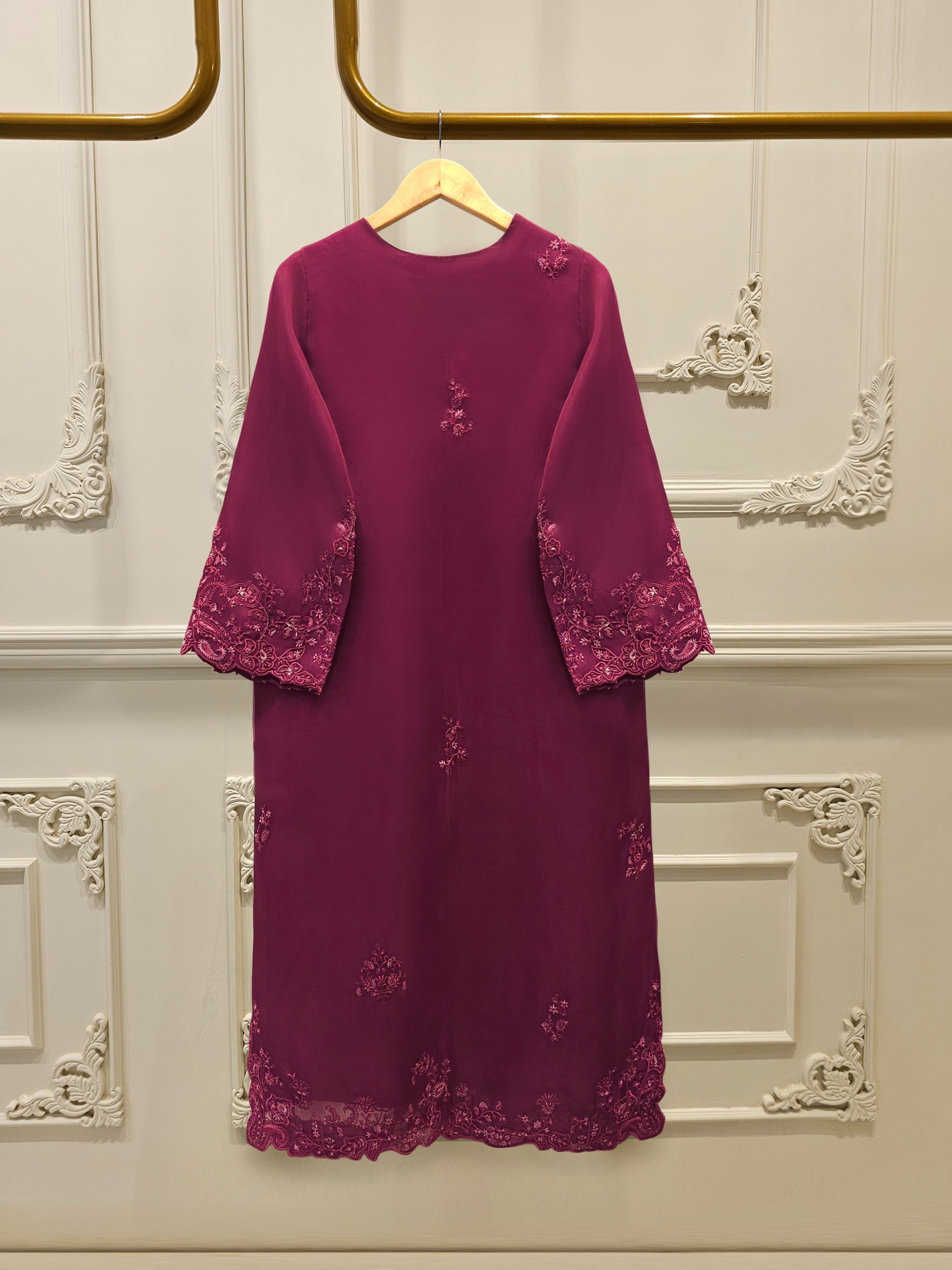 3 Piece - Pure Organza Embroidered Suit S112915 - Image 5