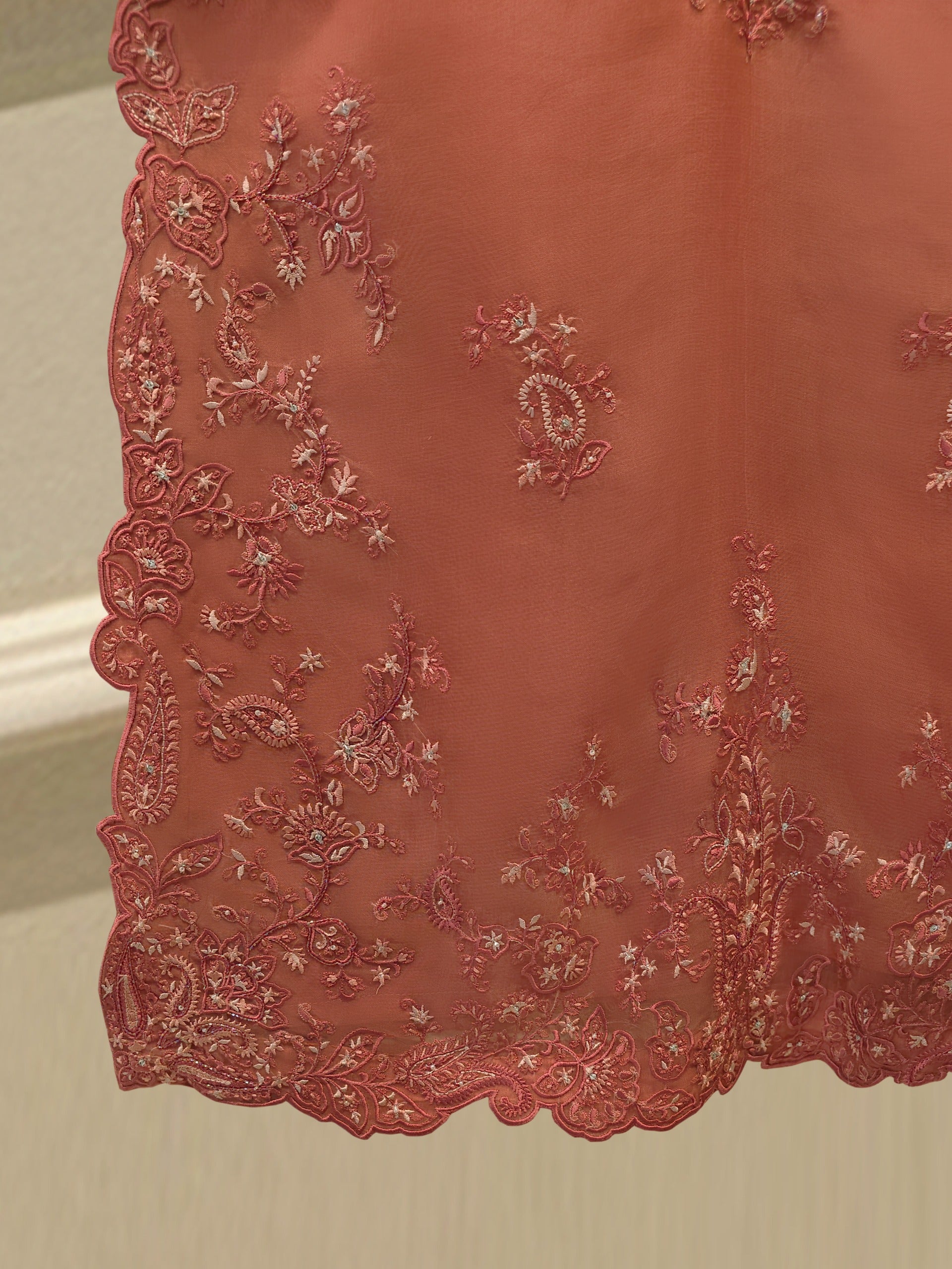 3 Piece - Pure Organza Embroidered Suit S112919 - Image 4