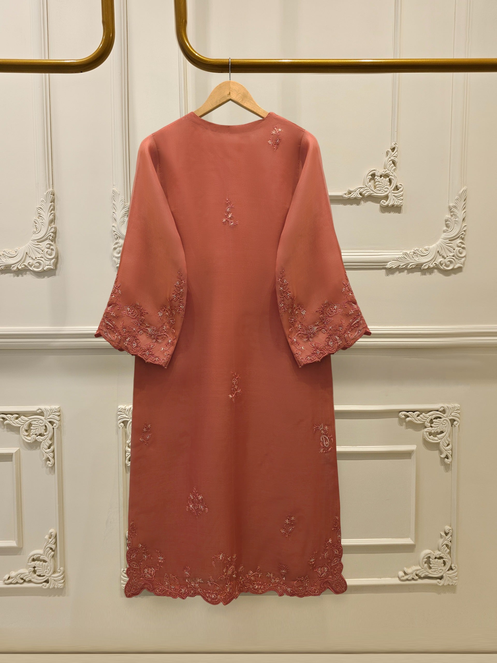 3 Piece - Pure Organza Embroidered Suit S112919 - Image 5