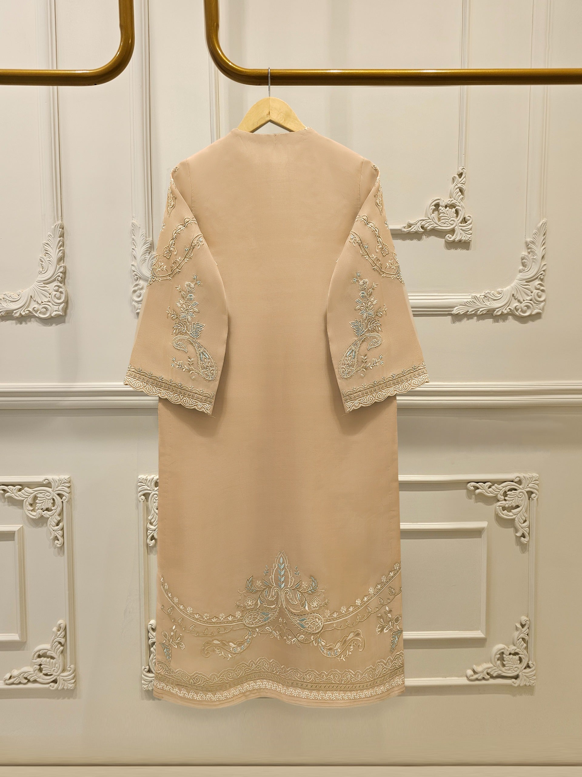 3 Piece - Pure Organza Embroidered Suit S112948 - Image 3