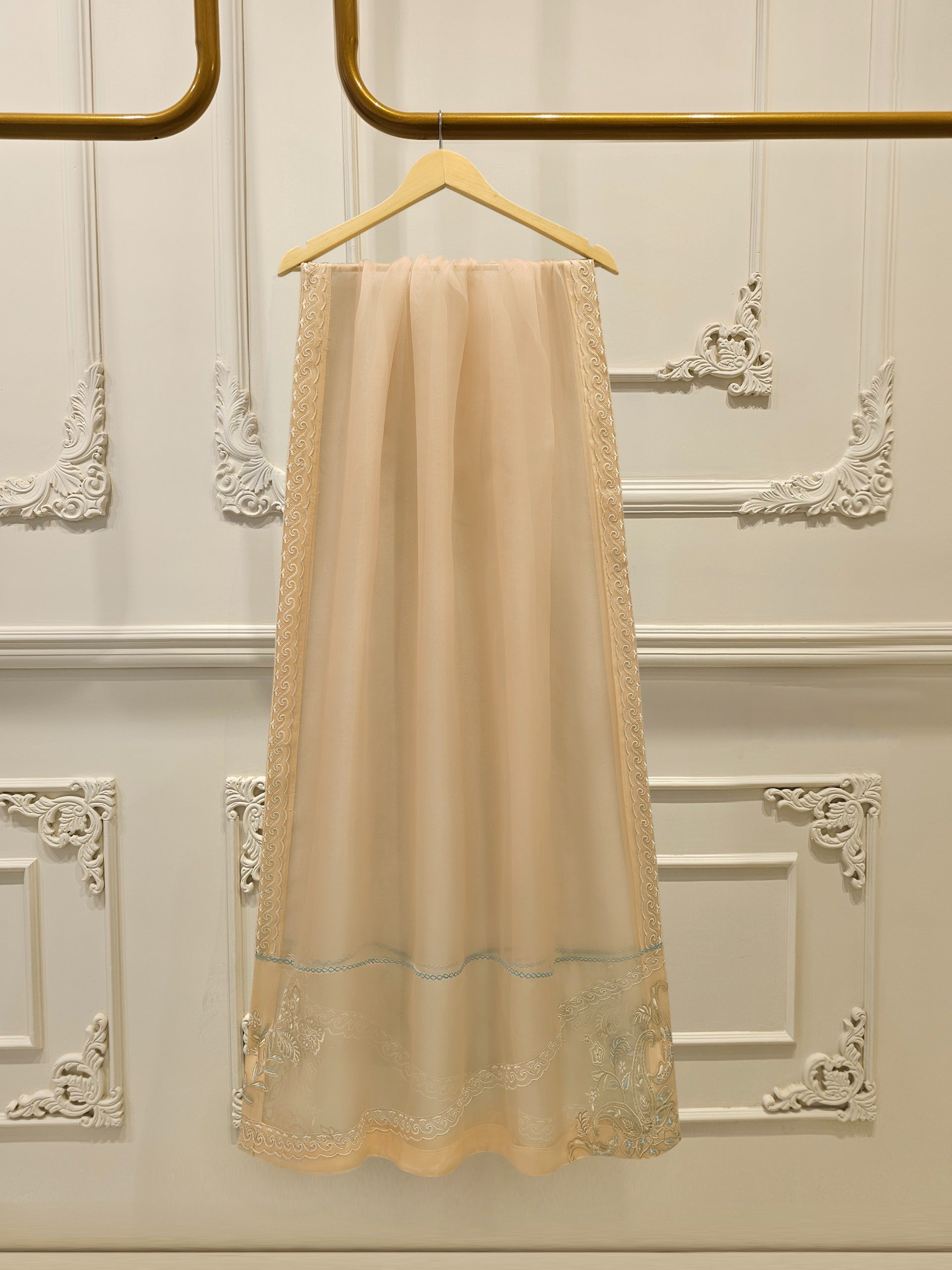 3 Piece - Pure Organza Embroidered Suit S112948 - Image 7