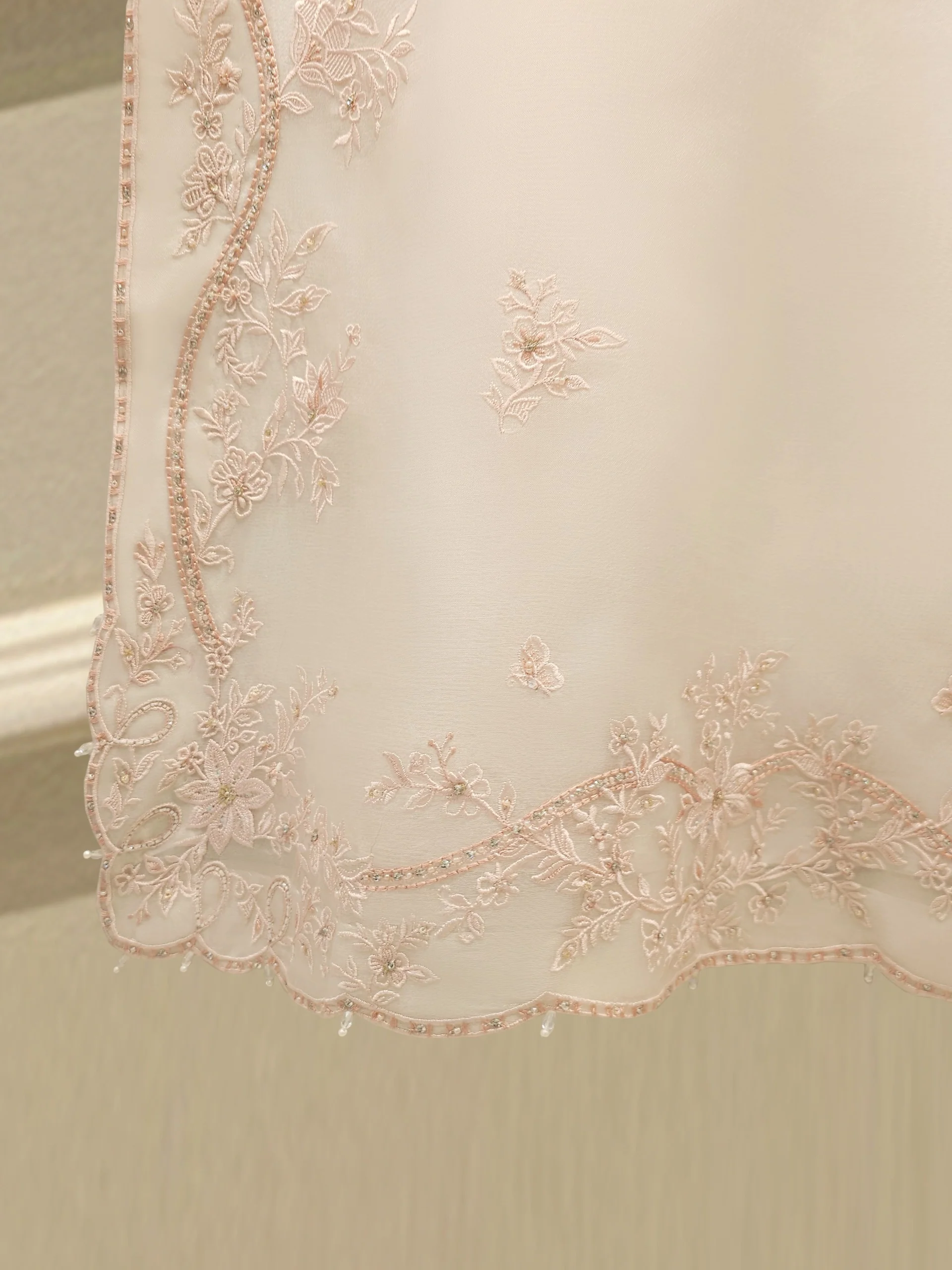 3 Piece - Pure Organza Embroidered Suit S112985 - Image 4