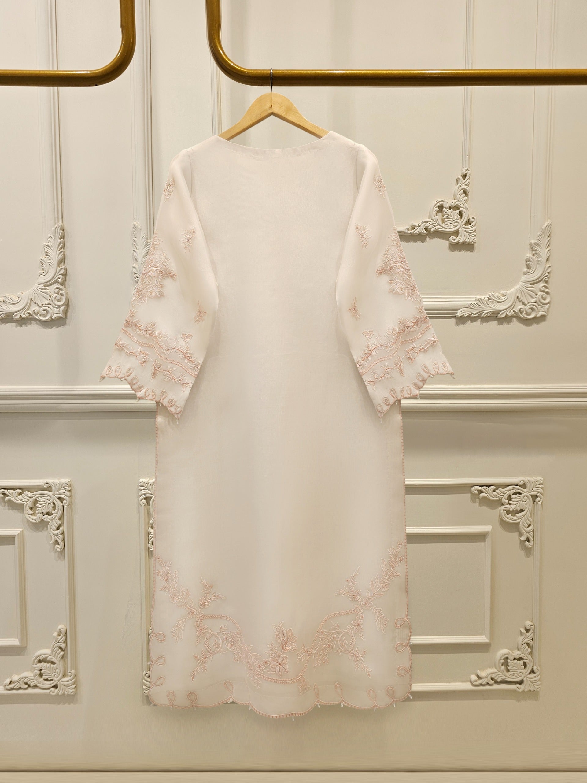 3 Piece - Pure Organza Embroidered Suit S112985 - Image 5