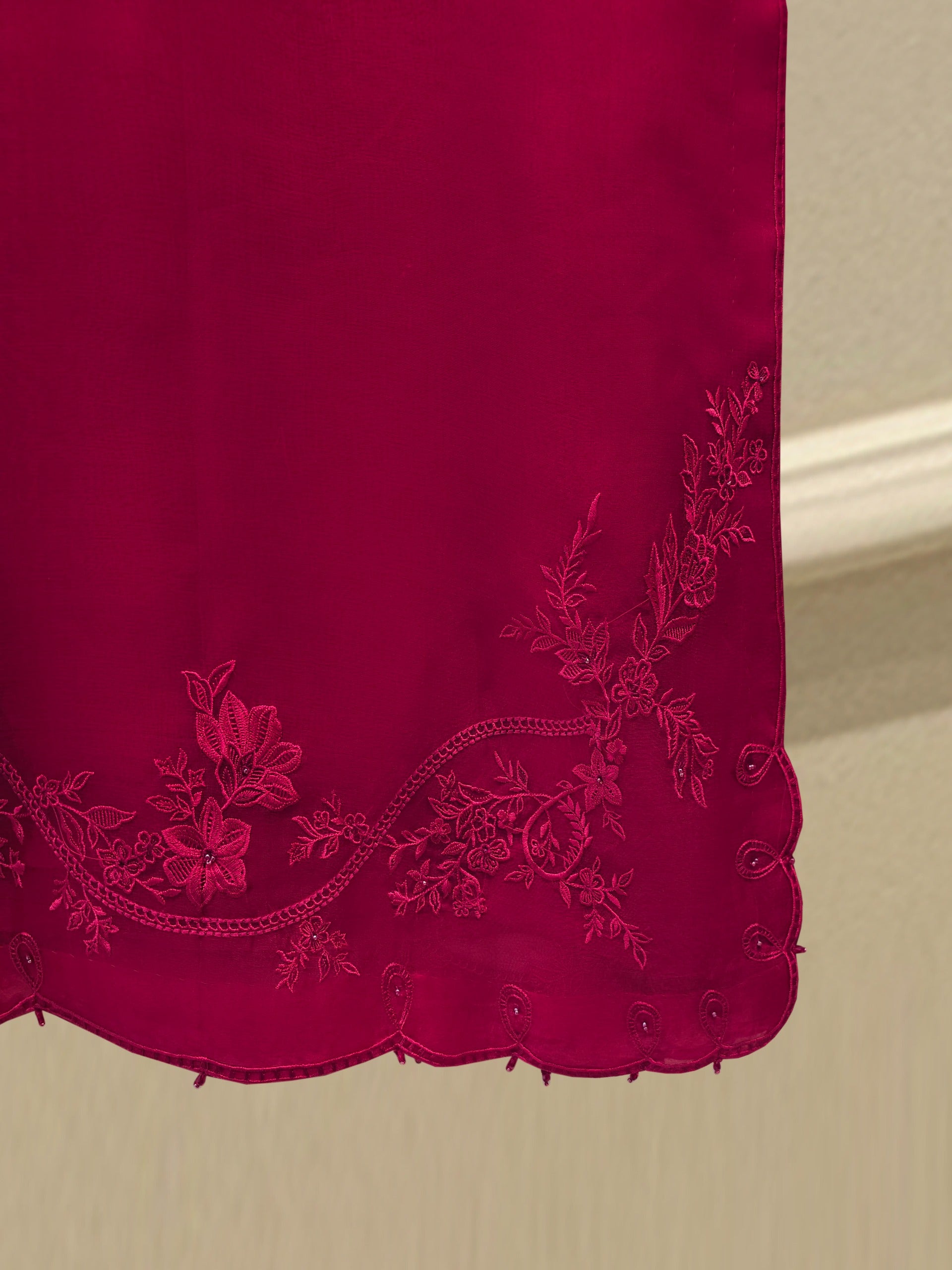 3 Piece - Pure Organza Embroidered Suit S113012 - Image 6