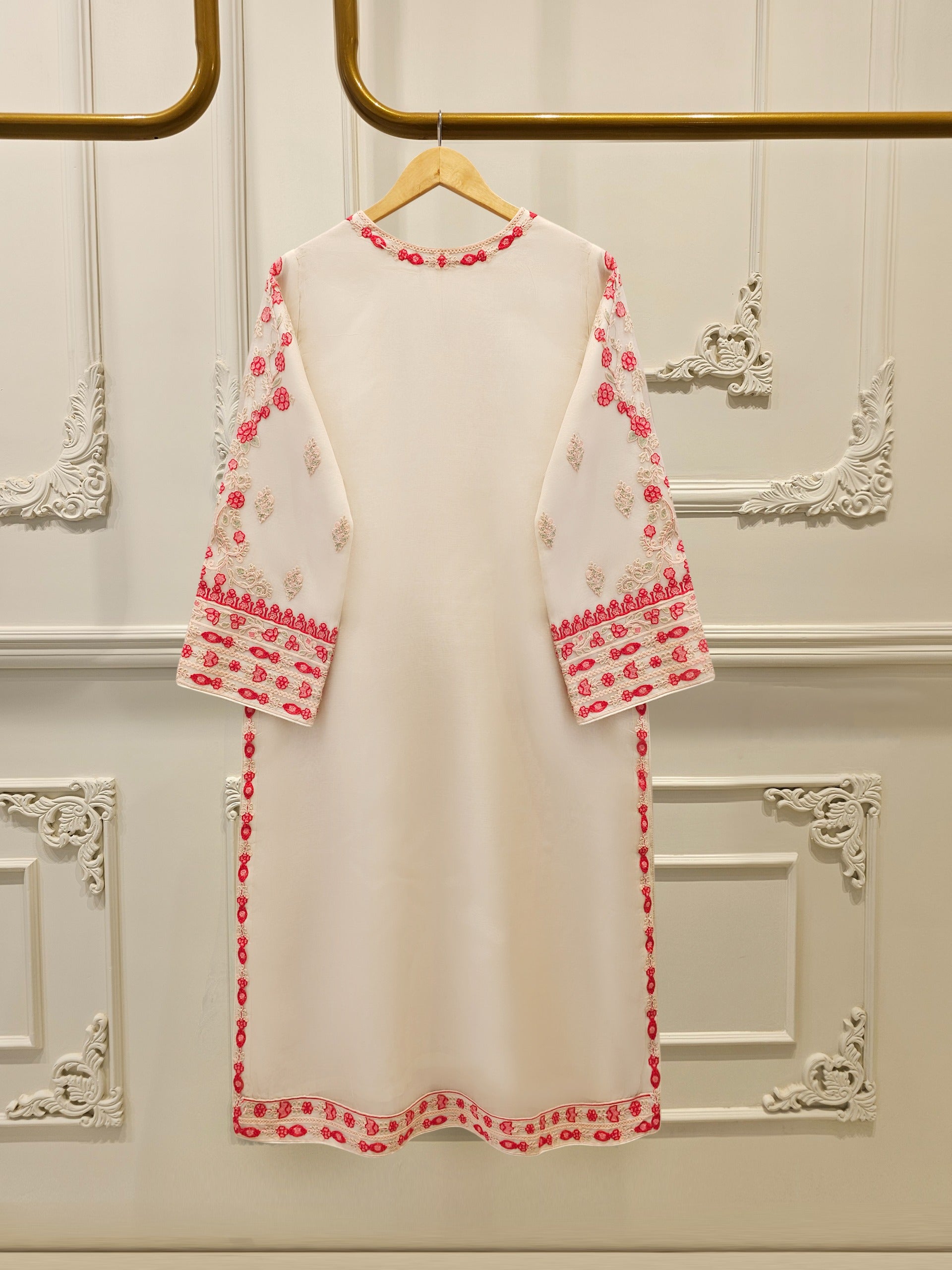 3 Piece - Pure Organza Embroidered Suit S113025 - Image 5