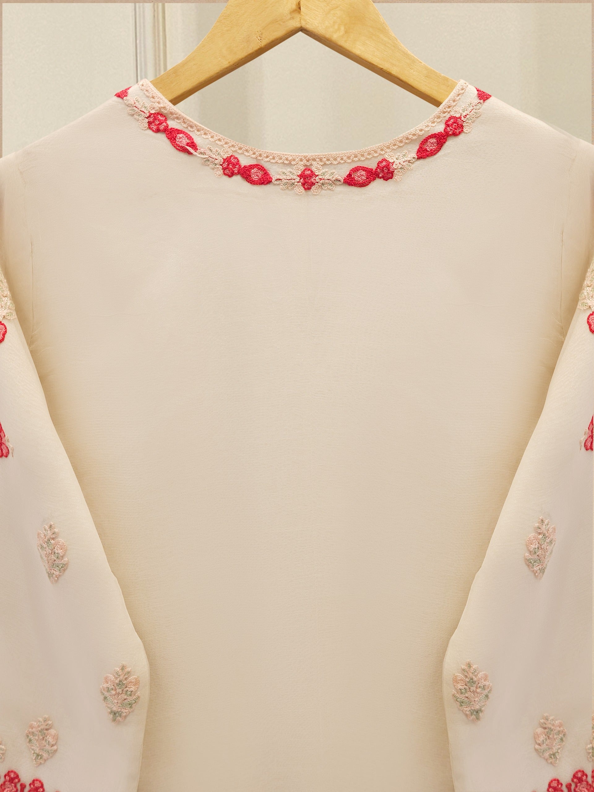 3 Piece - Pure Organza Embroidered Suit S113025 - Image 6