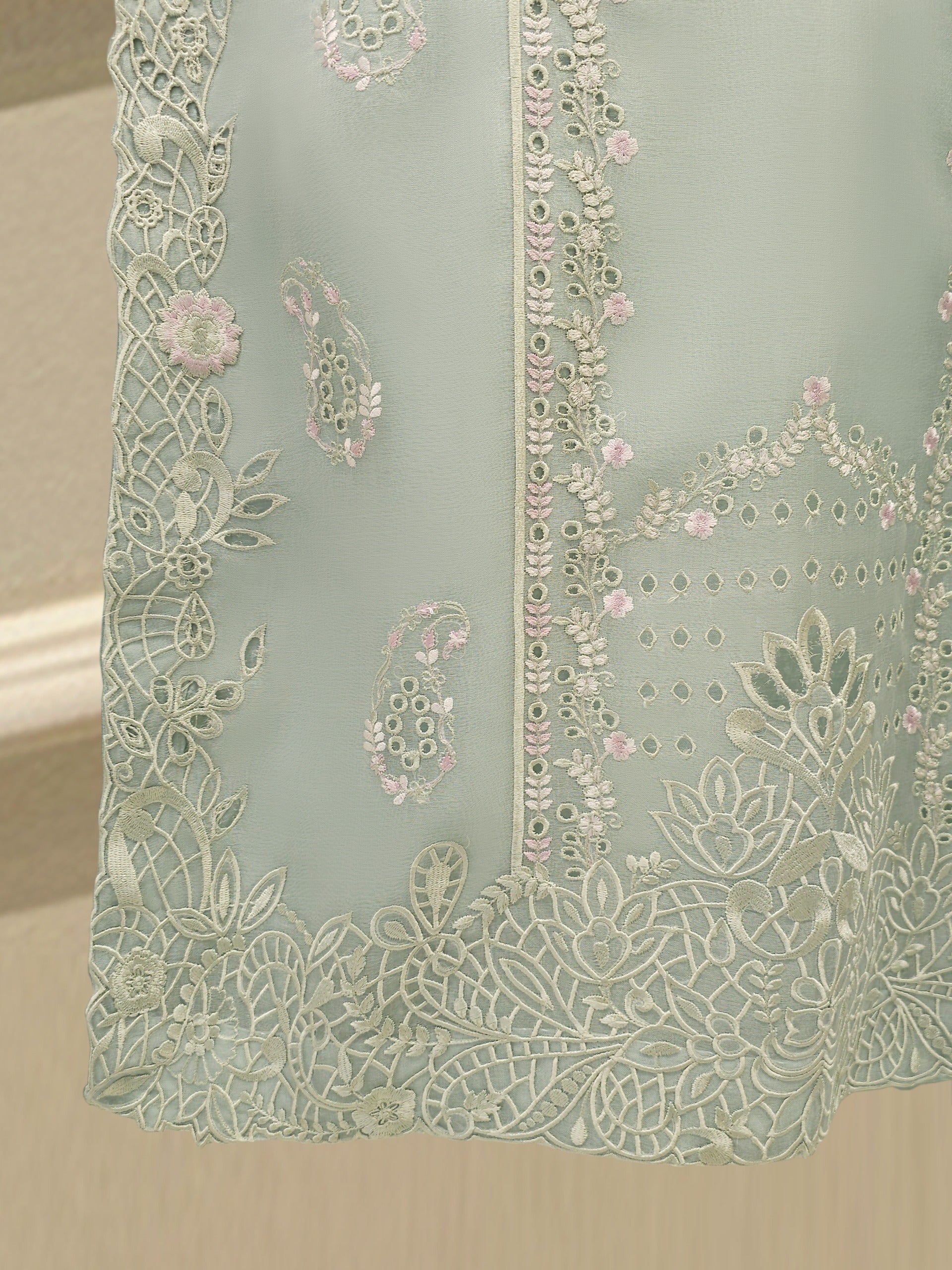 3 Piece - Pure Organza Embroidered Suit S113040 - Image 4