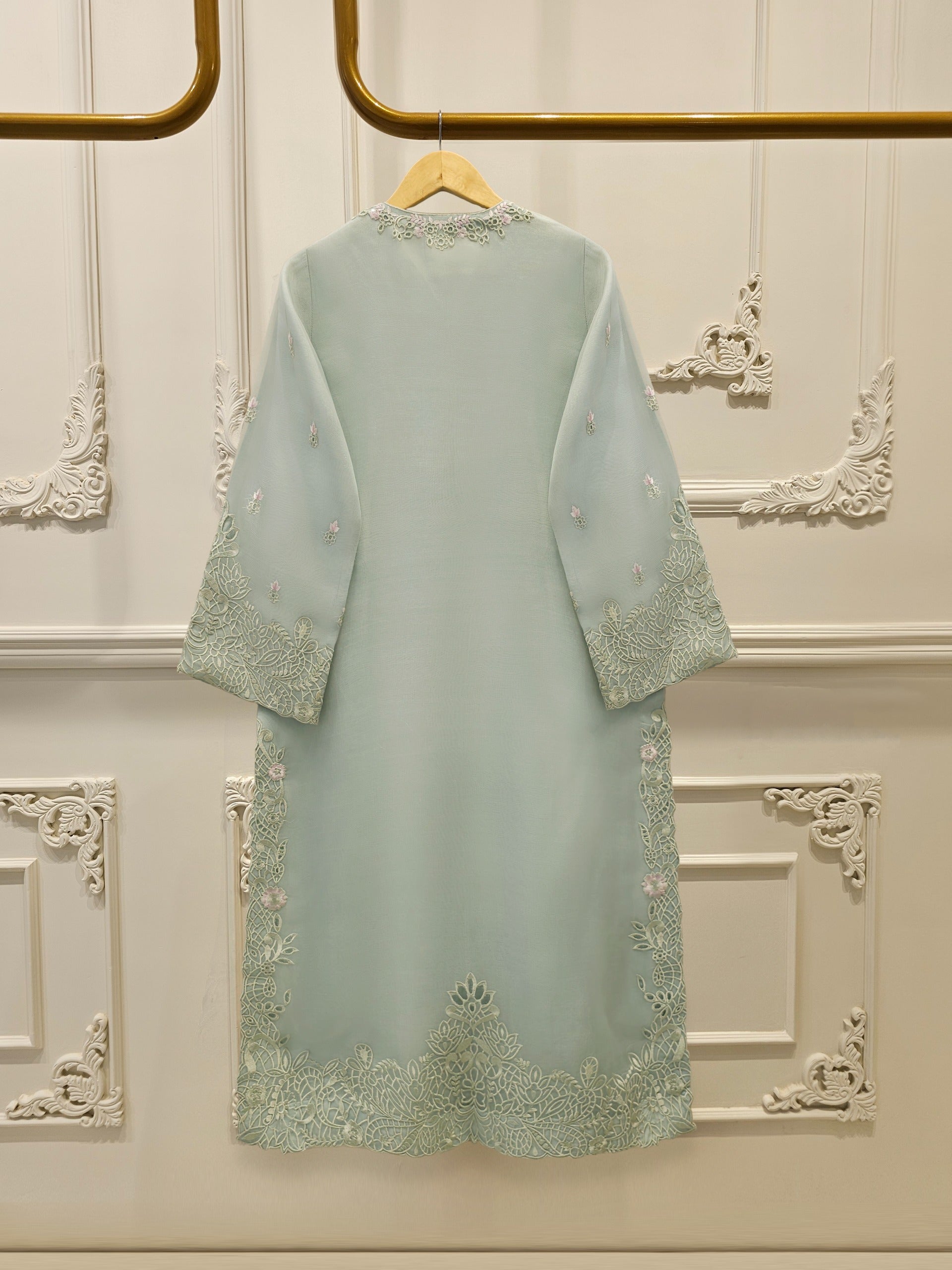 3 Piece - Pure Organza Embroidered Suit S113040 - Image 5