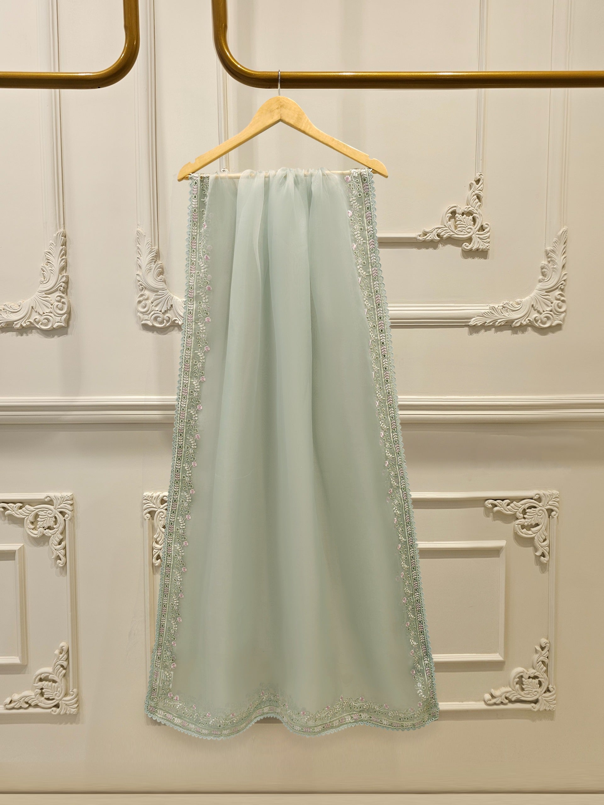 3 Piece - Pure Organza Embroidered Suit S113040 - Image 7