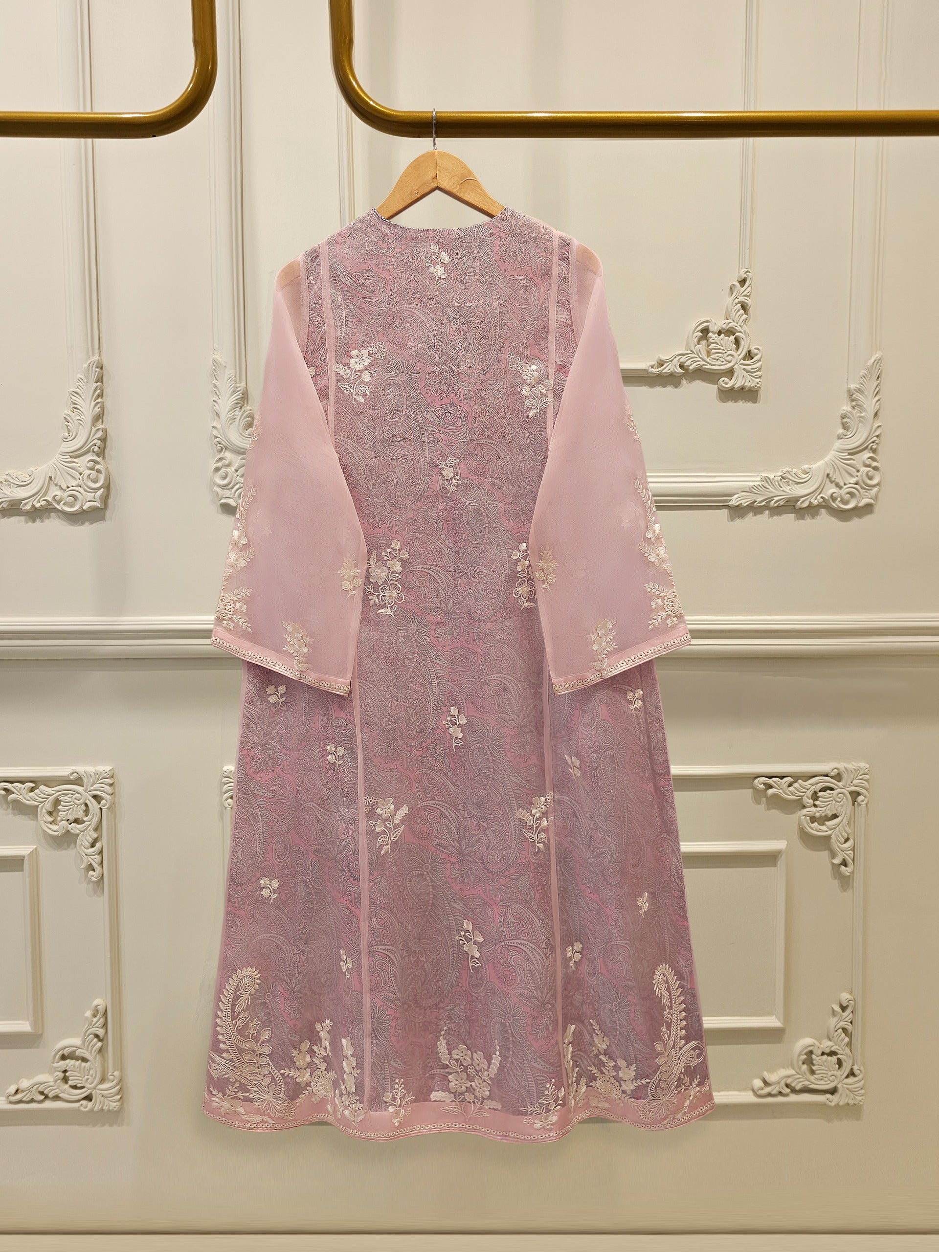 3 Piece - Pure Organza Embroidered Suit S113120 - Image 4