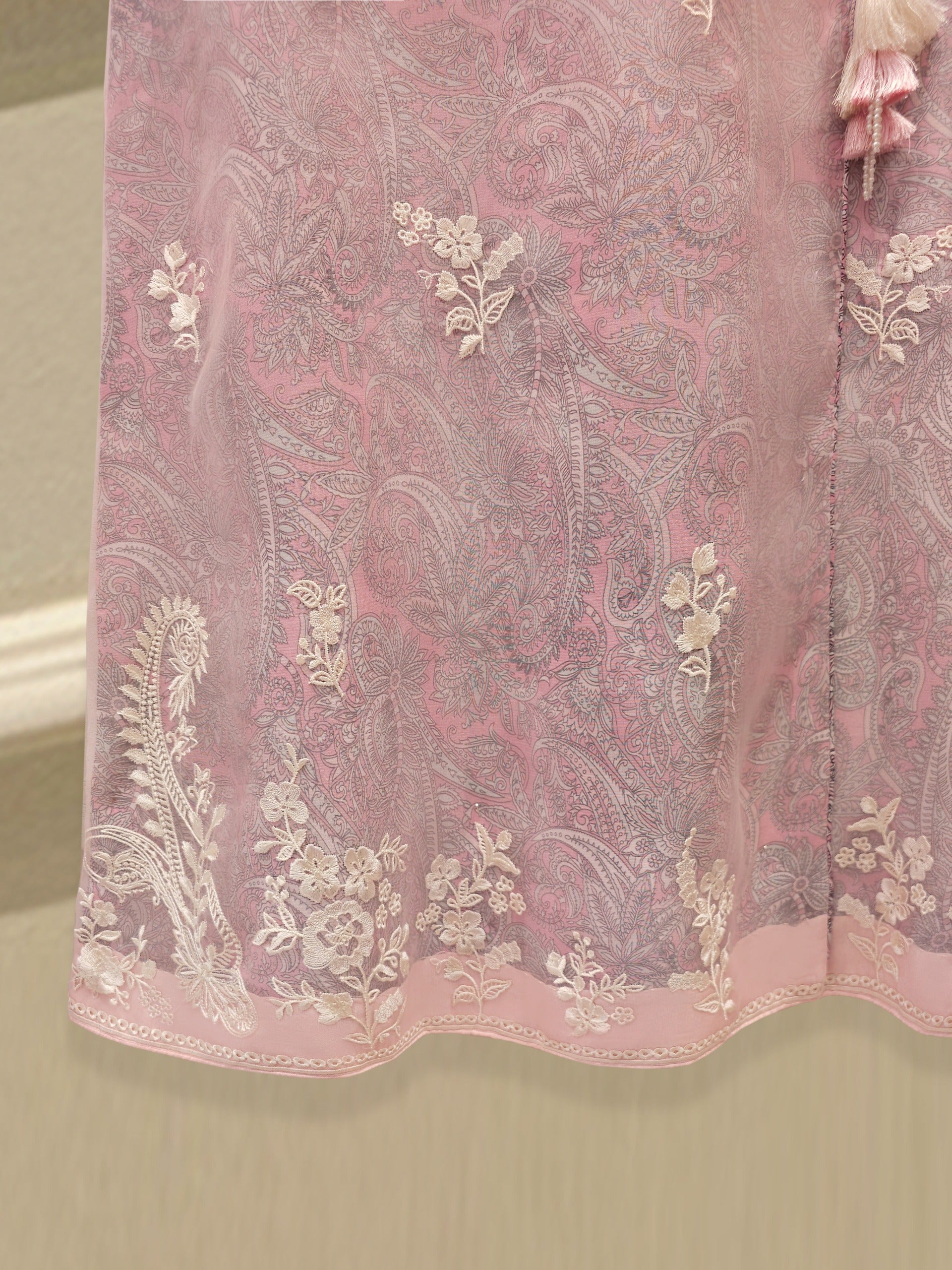 3 Piece - Pure Organza Embroidered Suit S113120 - Image 5