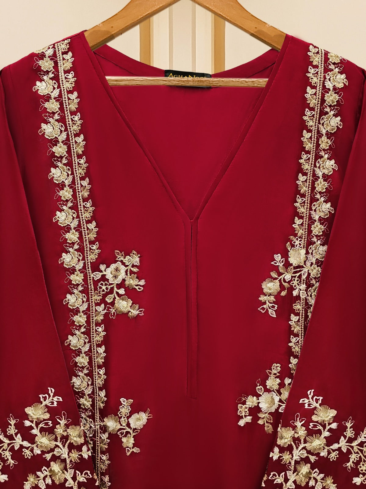 3 Piece - Pure Raw Silk Embroidered Suit S109507 - Image 6