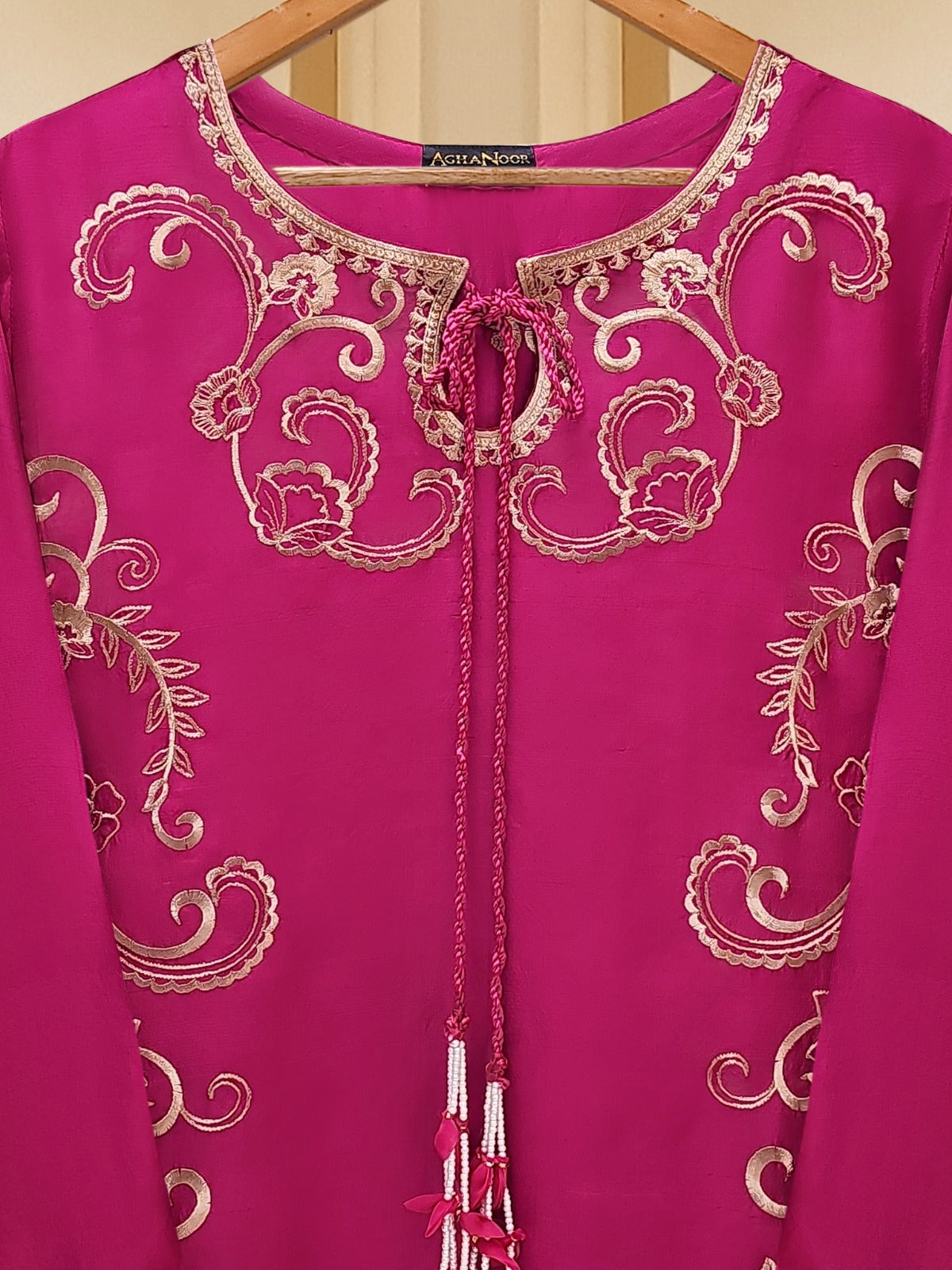 3 Piece - Pure Raw Silk Embroidered Suit S109516 - Image 3