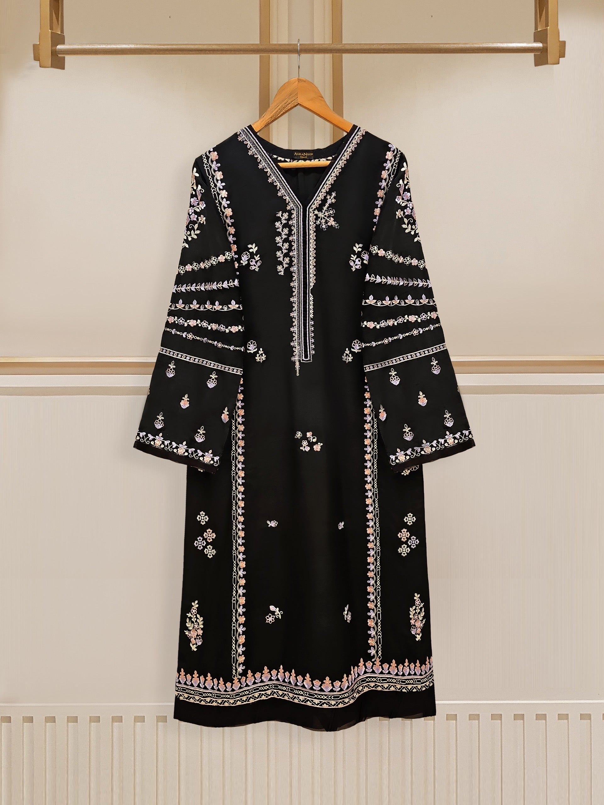 3 Piece - Pure Raw Silk Embroidered Suit S109636 - Image 2