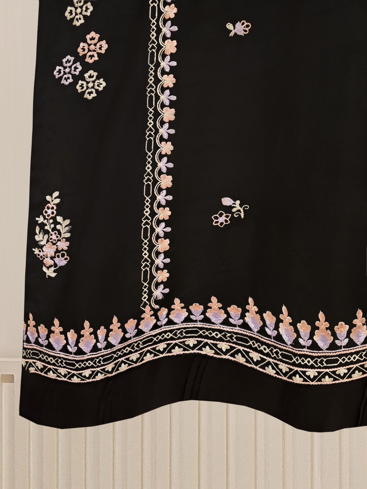 3 Piece - Pure Raw Silk Embroidered Suit S109636 - Image 4