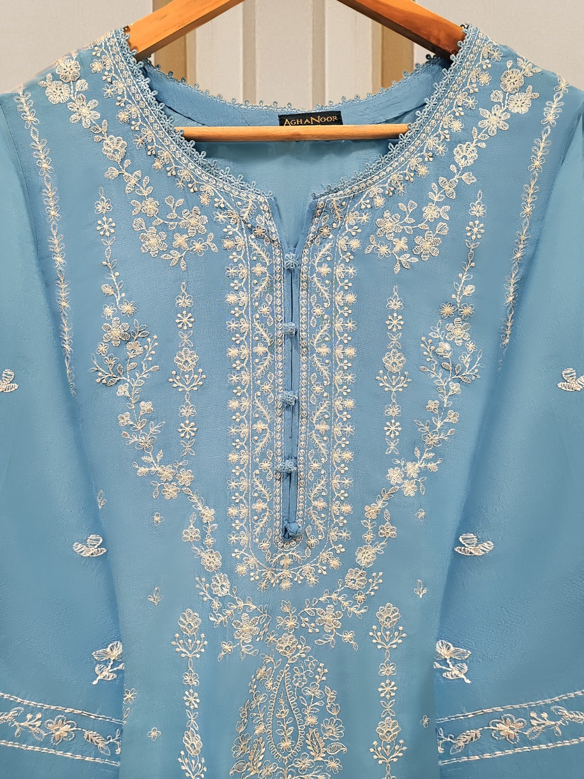 3 Piece - Pure Raw Silk Embroidered Suit S109637 - Image 4