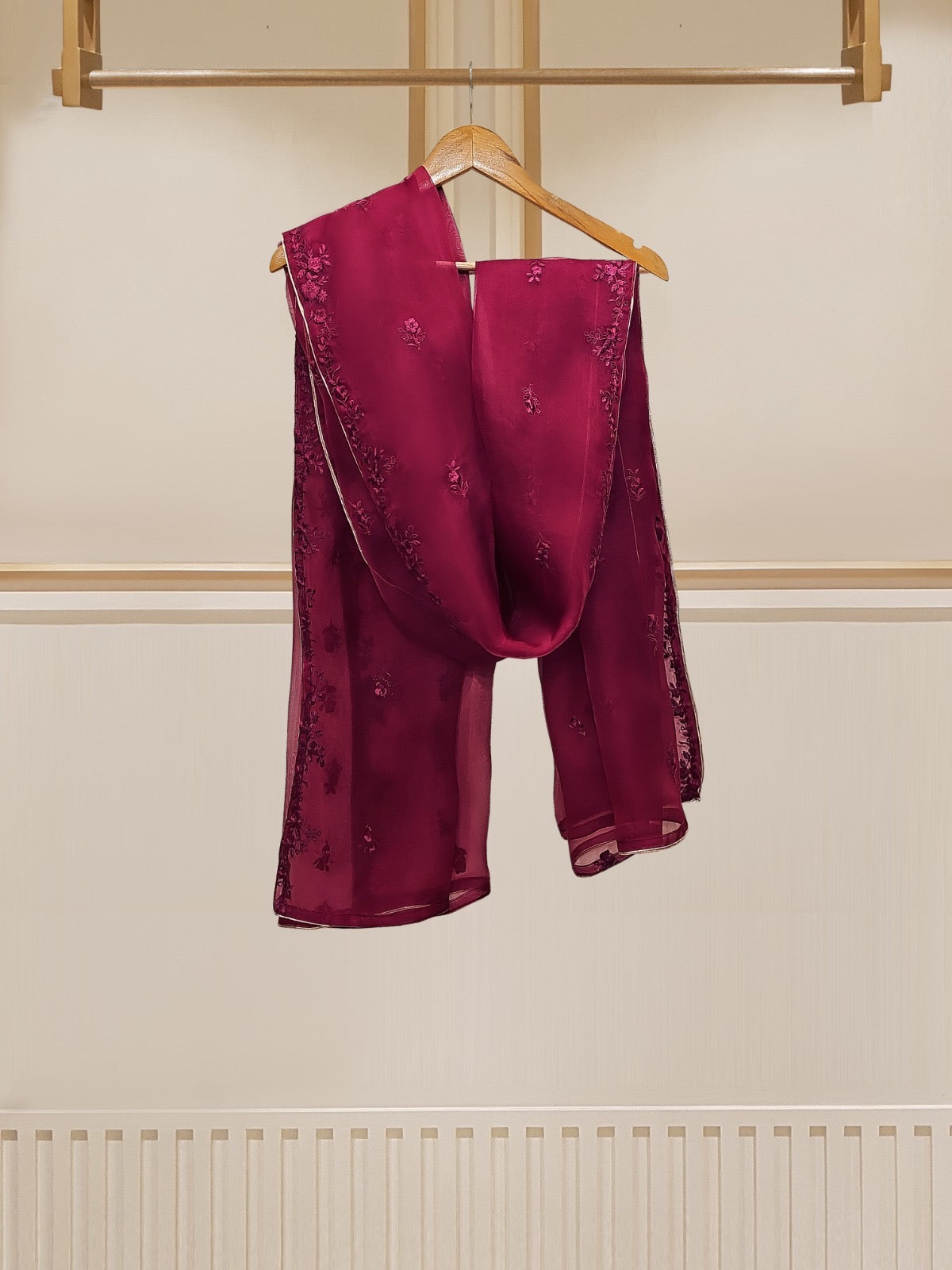 3 Piece - Pure Raw Silk Embroidered Suit S109771 - Image 7