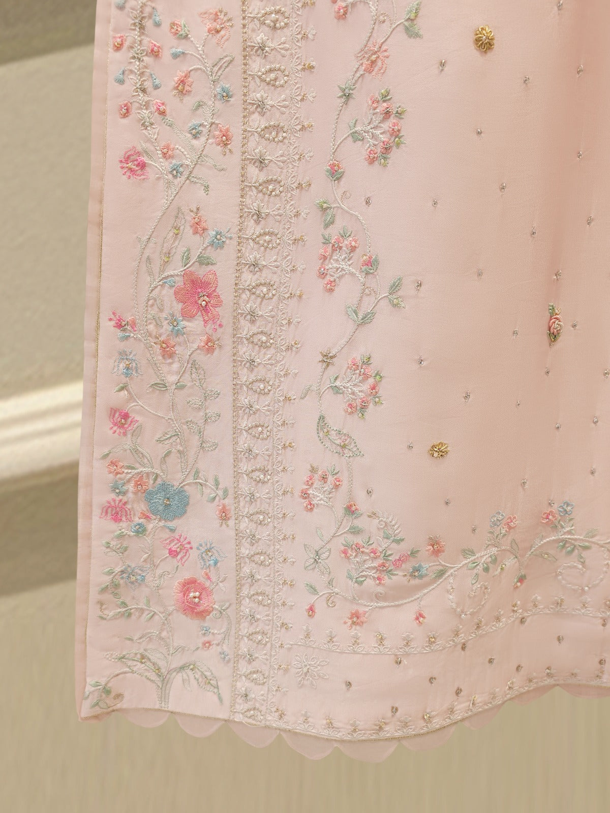 3 Piece- Pure Sheesha Silk Embroidered Suit S113285 - Image 4