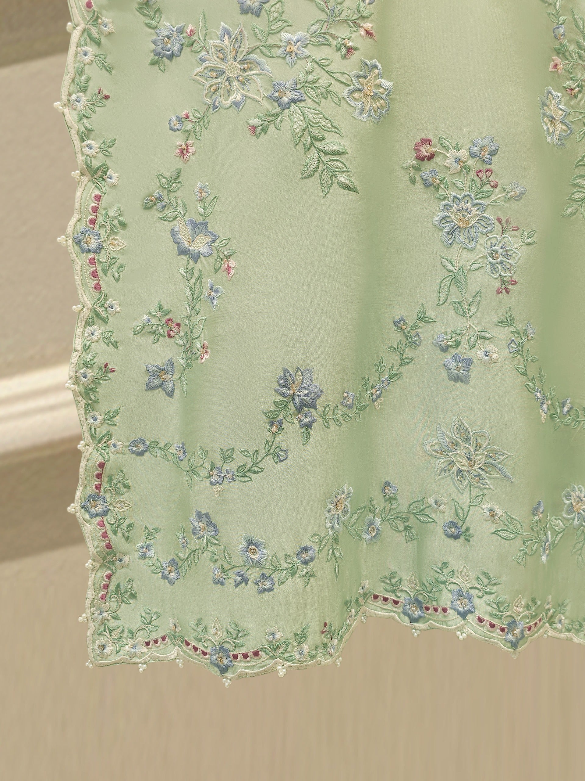 3 Piece- Pure Sheesha Silk Embroidered Suit S113030 - Image 4