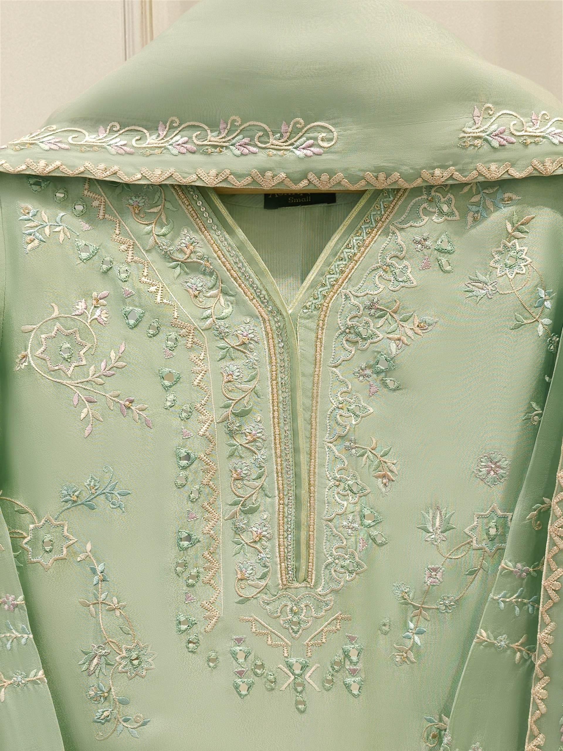 3 Piece- Pure Sheesha Silk Embroidered Suit S113037 - Image 2