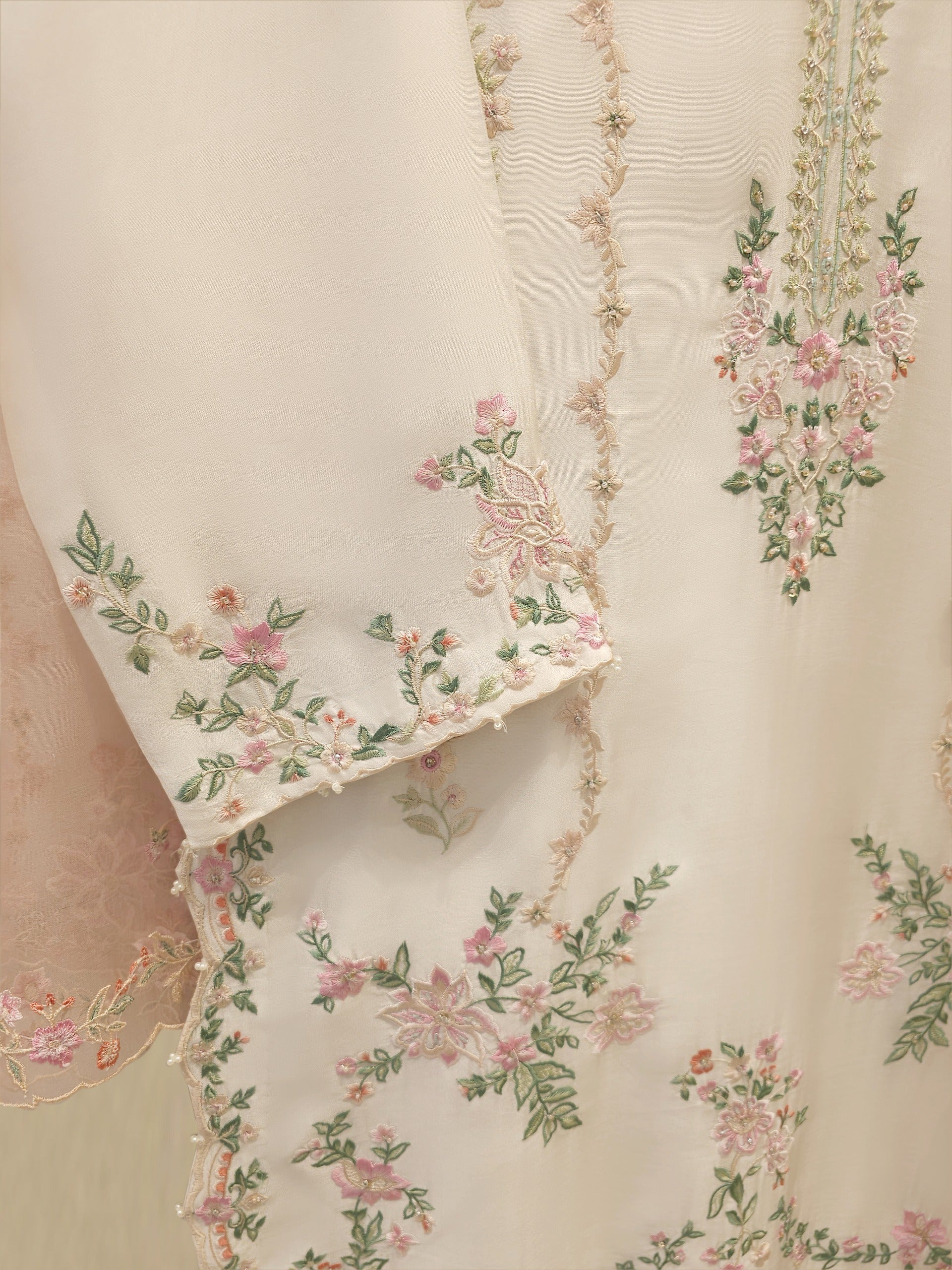 3 Piece- Pure Sheesha Silk Embroidered Suit S113042 - Image 3