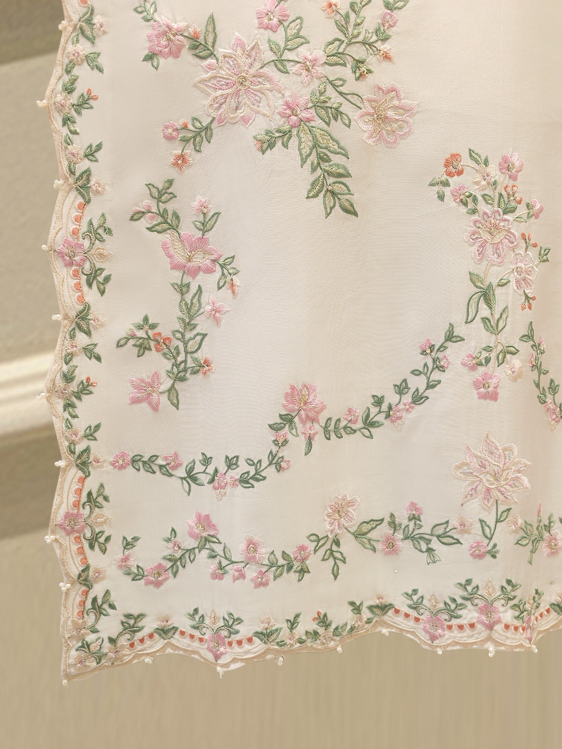 3 Piece- Pure Sheesha Silk Embroidered Suit S113042 - Image 4