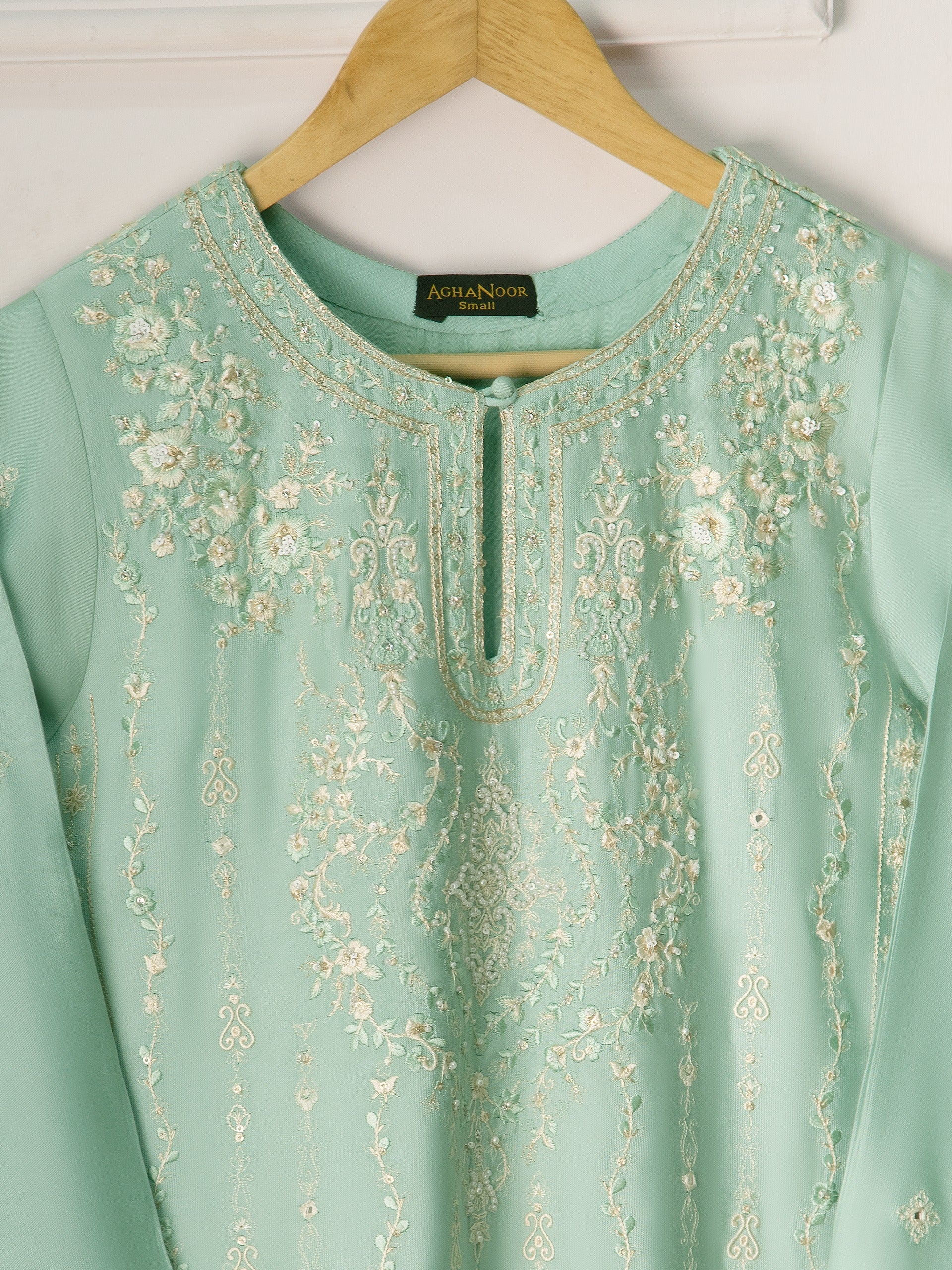 3 Piece- Pure Silk Net Embroidered Suit S110843 - Image 3
