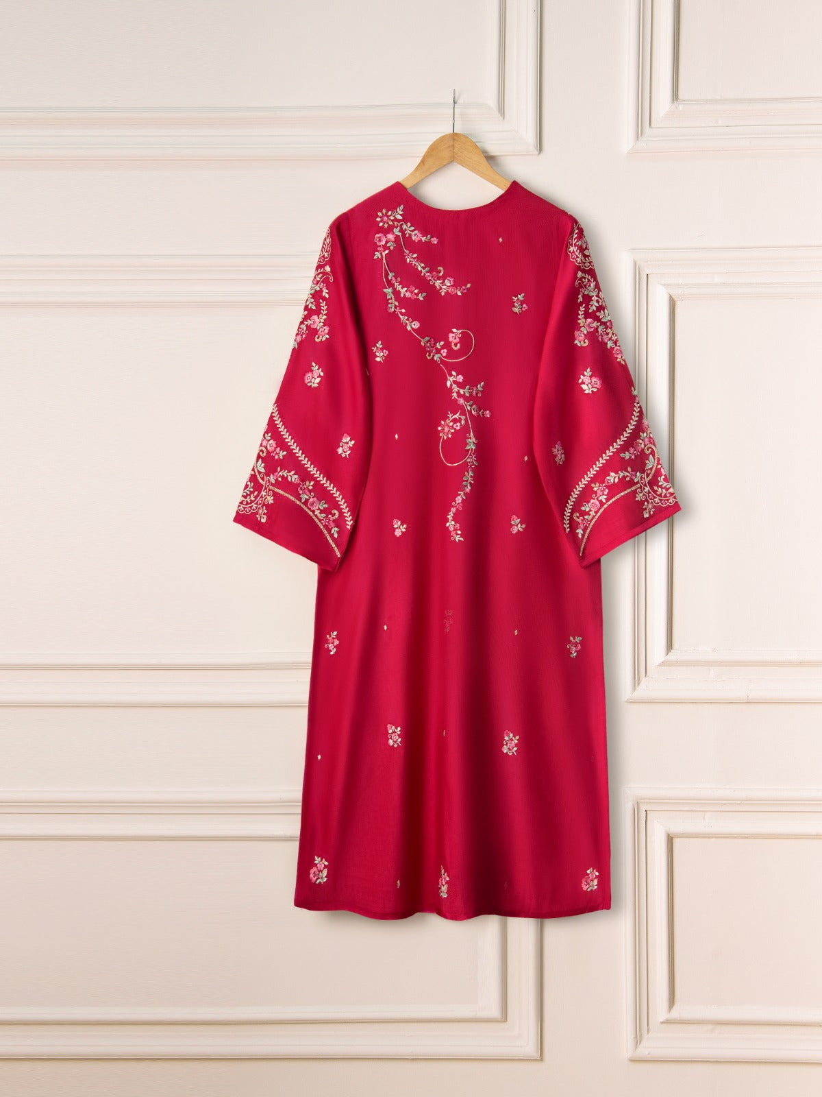 3 Piece- Pure Silk Net Embroidered Suit S110902 - Image 6