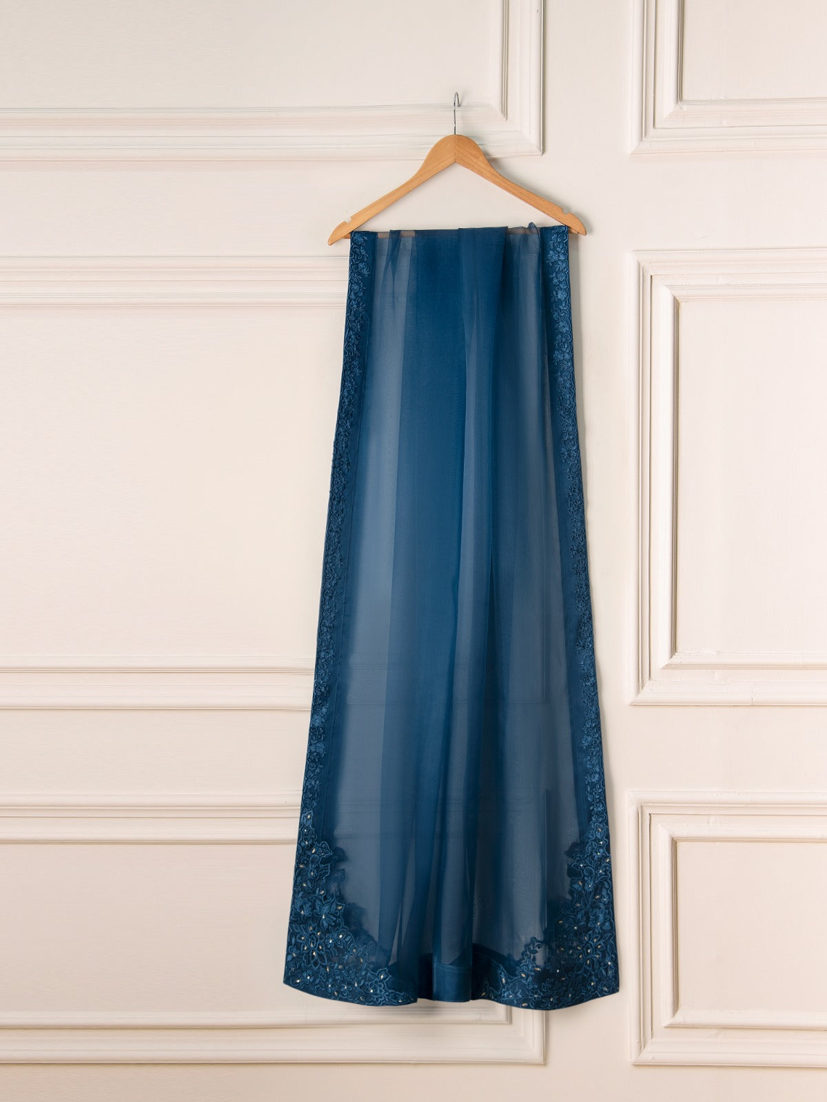 3 Piece- Pure Silk Net Embroidered Suit S111019 - Image 8