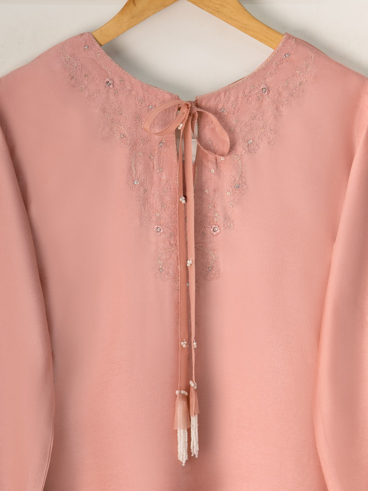 3 Piece- Pure Silk Net Embroidered Suit S111139 - Image 7