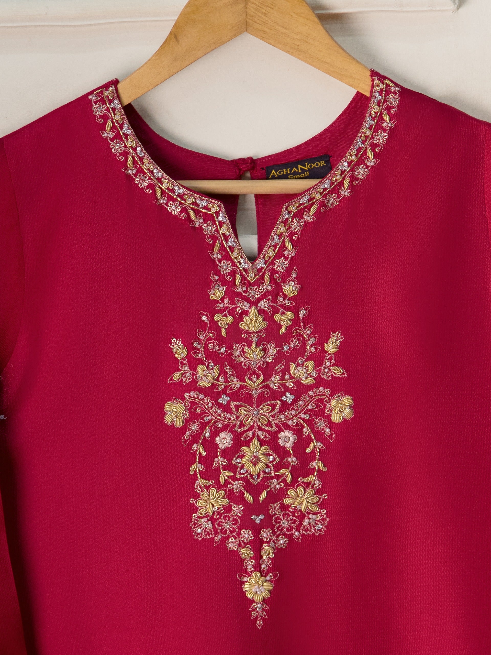 3 Piece- Pure Silk Net Embroidered Suit S111226 - Image 3