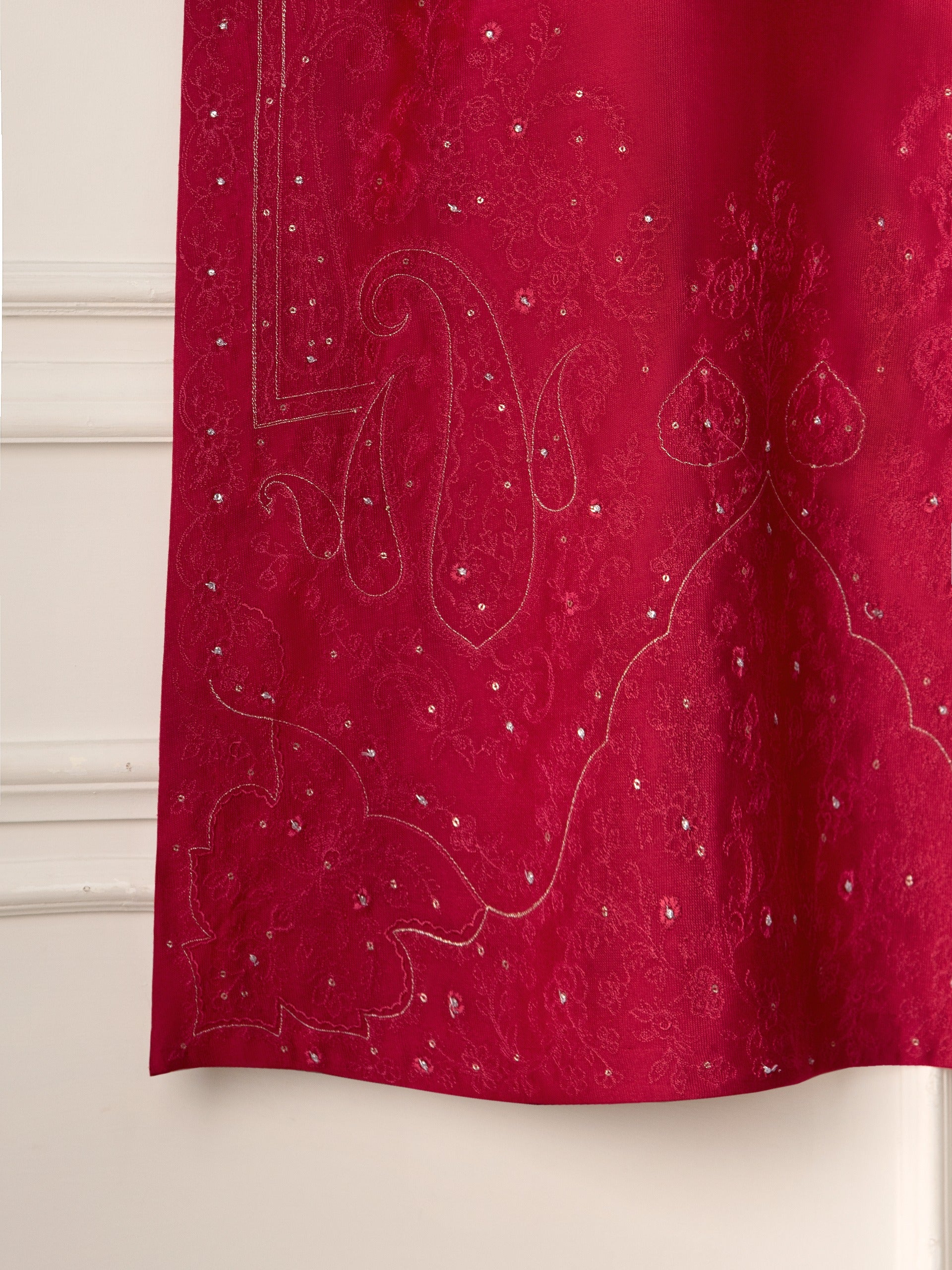 3 Piece- Pure Silk Net Embroidered Suit S111226 - Image 4