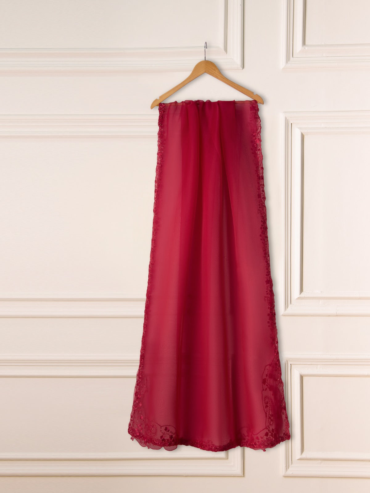 3 Piece- Pure Silk Net Embroidered Suit S111226 - Image 9