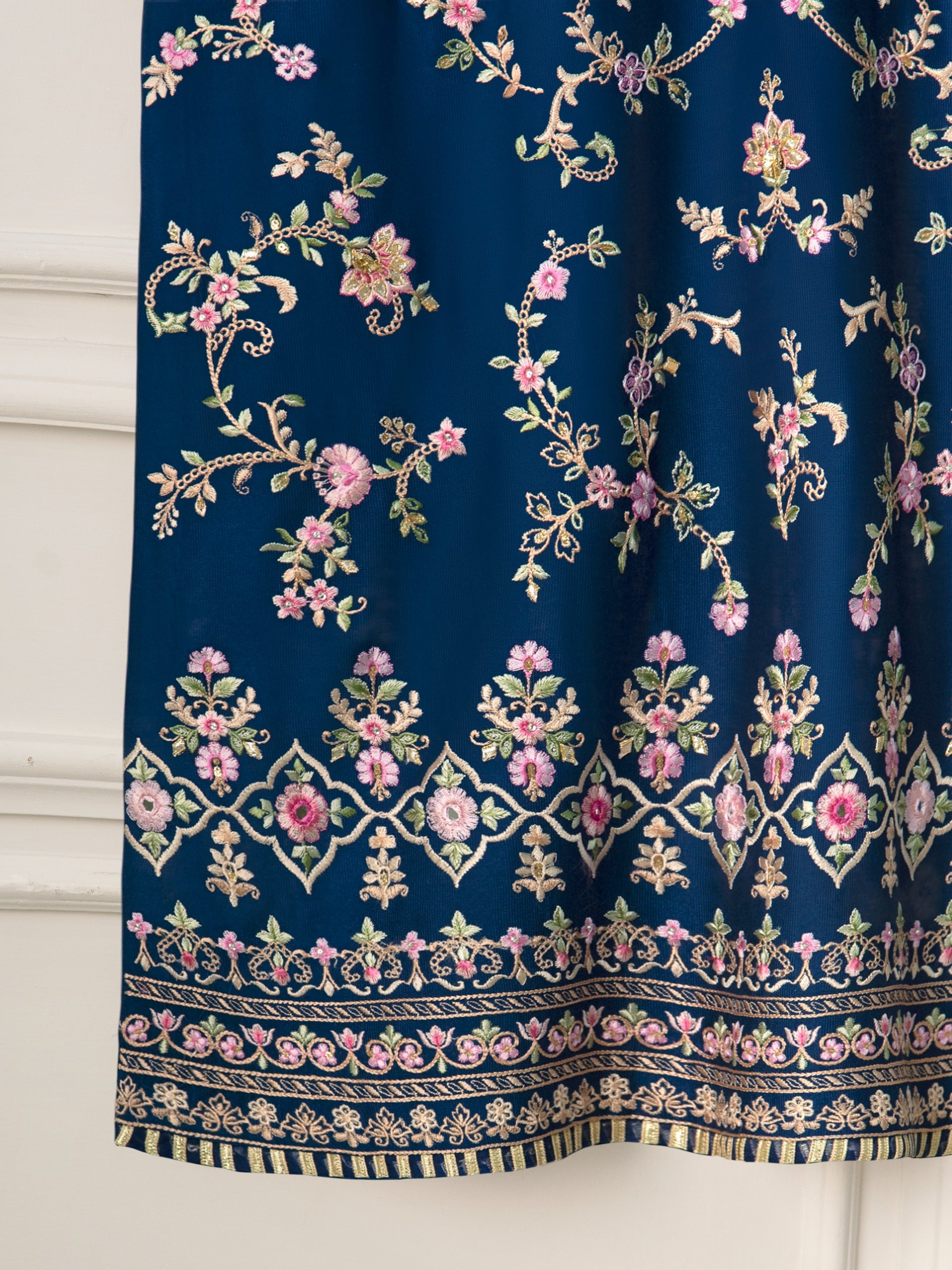 3 Piece- Pure Silk Net Embroidered Suit S111280 - Image 5