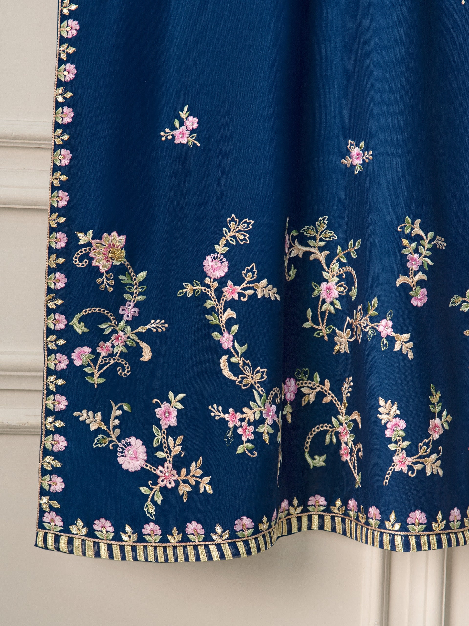 3 Piece- Pure Silk Net Embroidered Suit S111280 - Image 7